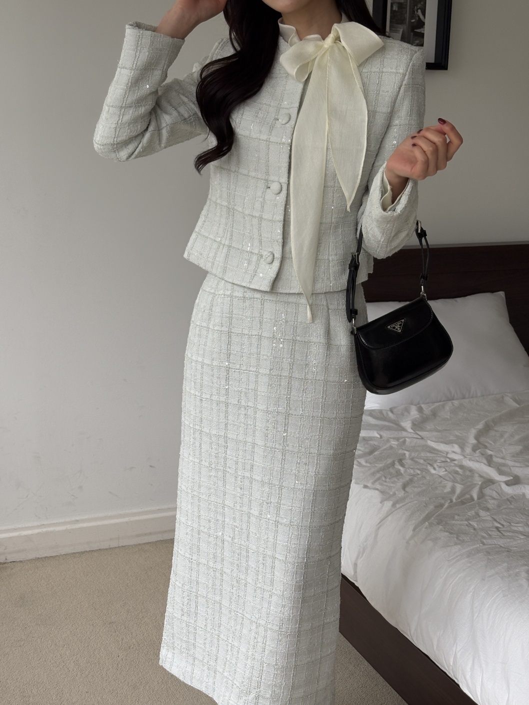 ツイードスパンコールスリットロングスカート | 詳細画像11