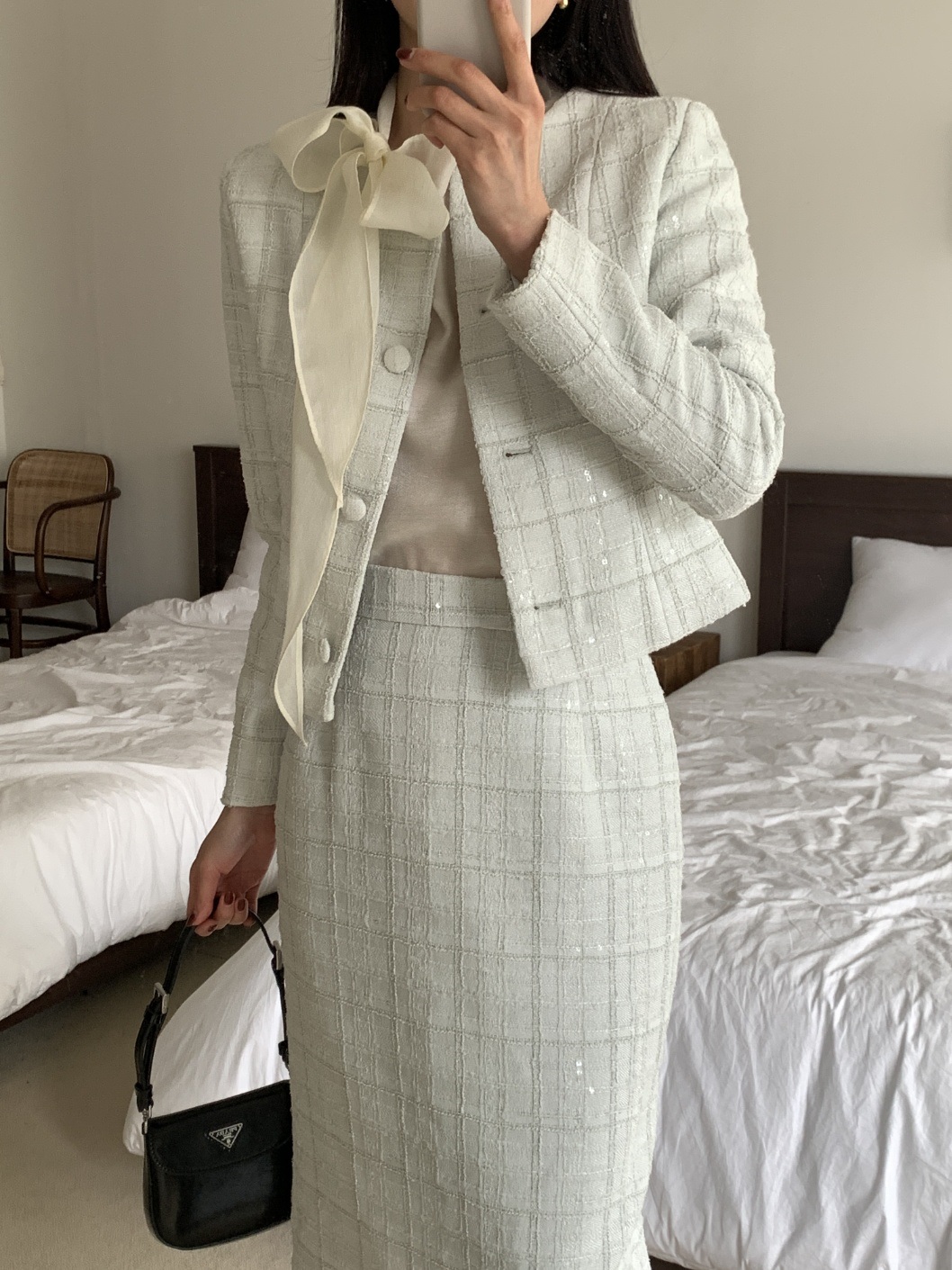 ツイードスパンコールスリットロングスカート | 詳細画像15