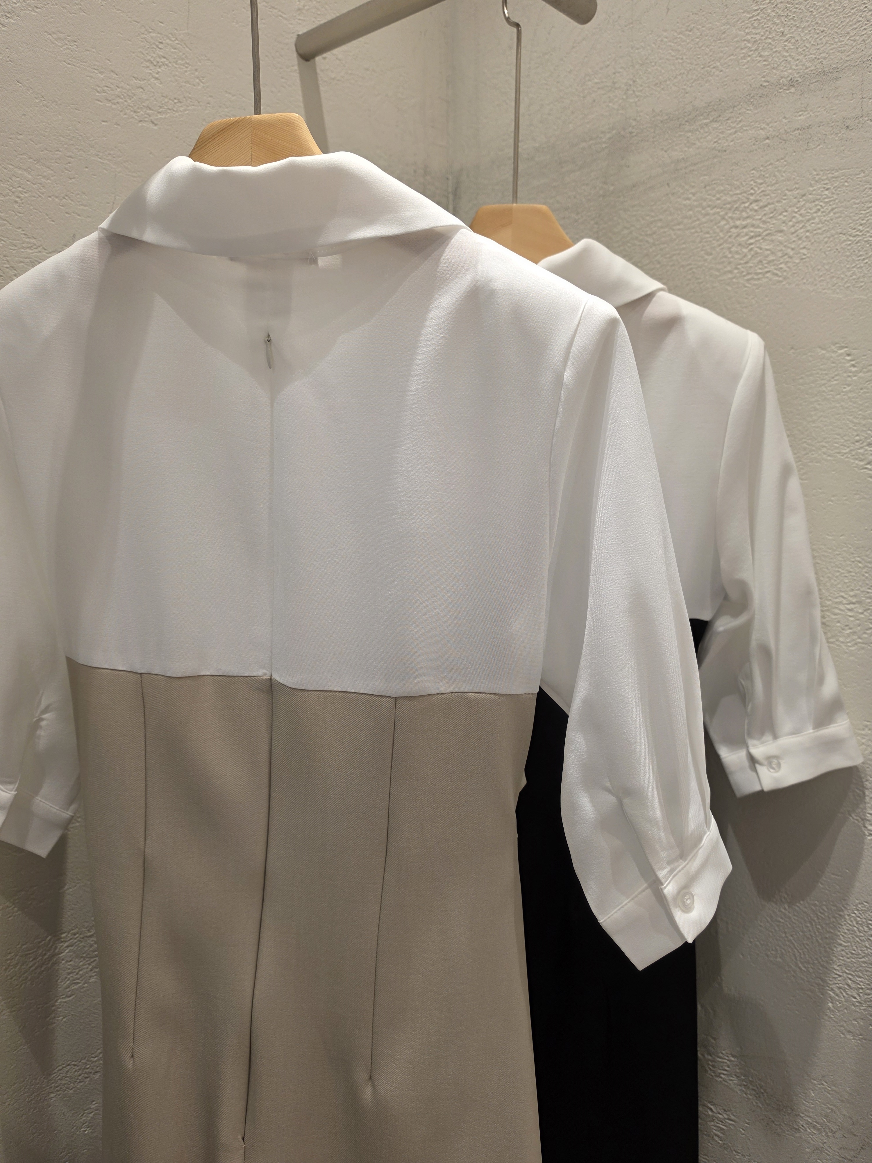 ベルトドレープカラースリット肩パッドレイヤード風ロング7分袖ギャザーワンピース | 詳細画像21