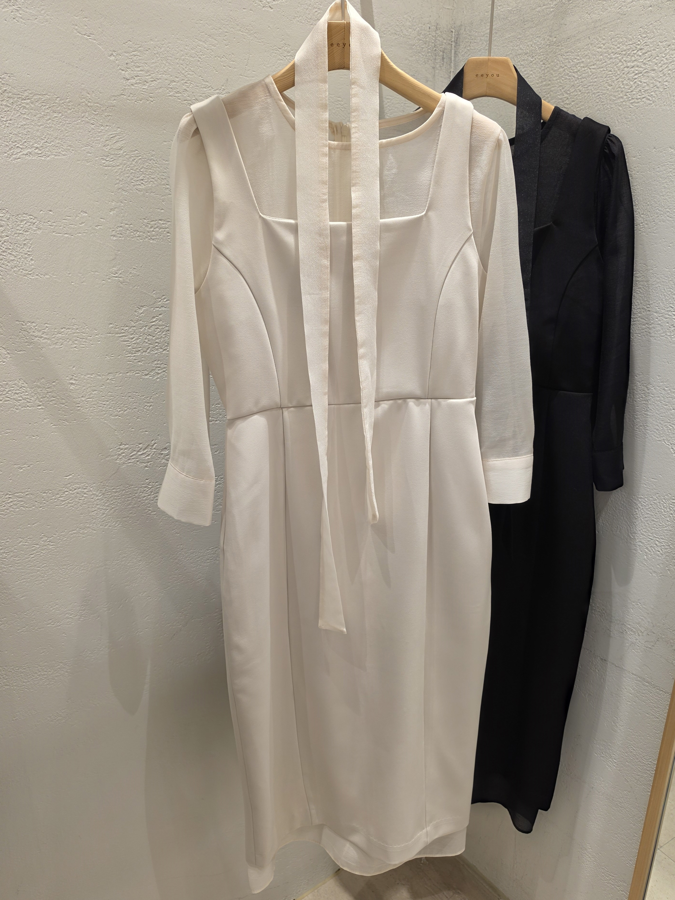 スリットレイヤード風ロング長袖ワンピースストラップ付 | 詳細画像6