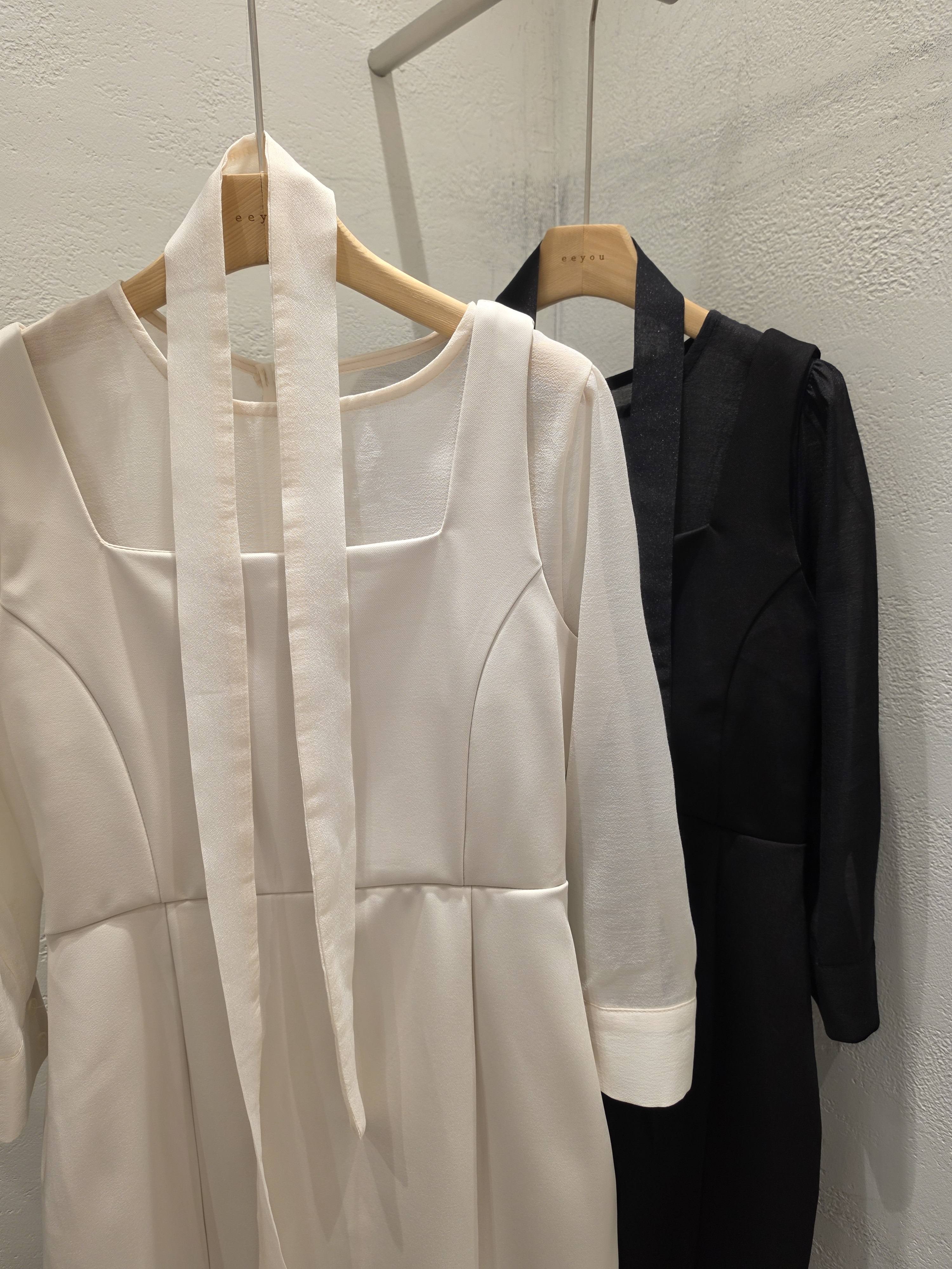 スリットレイヤード風ロング長袖ワンピースストラップ付 | 詳細画像7