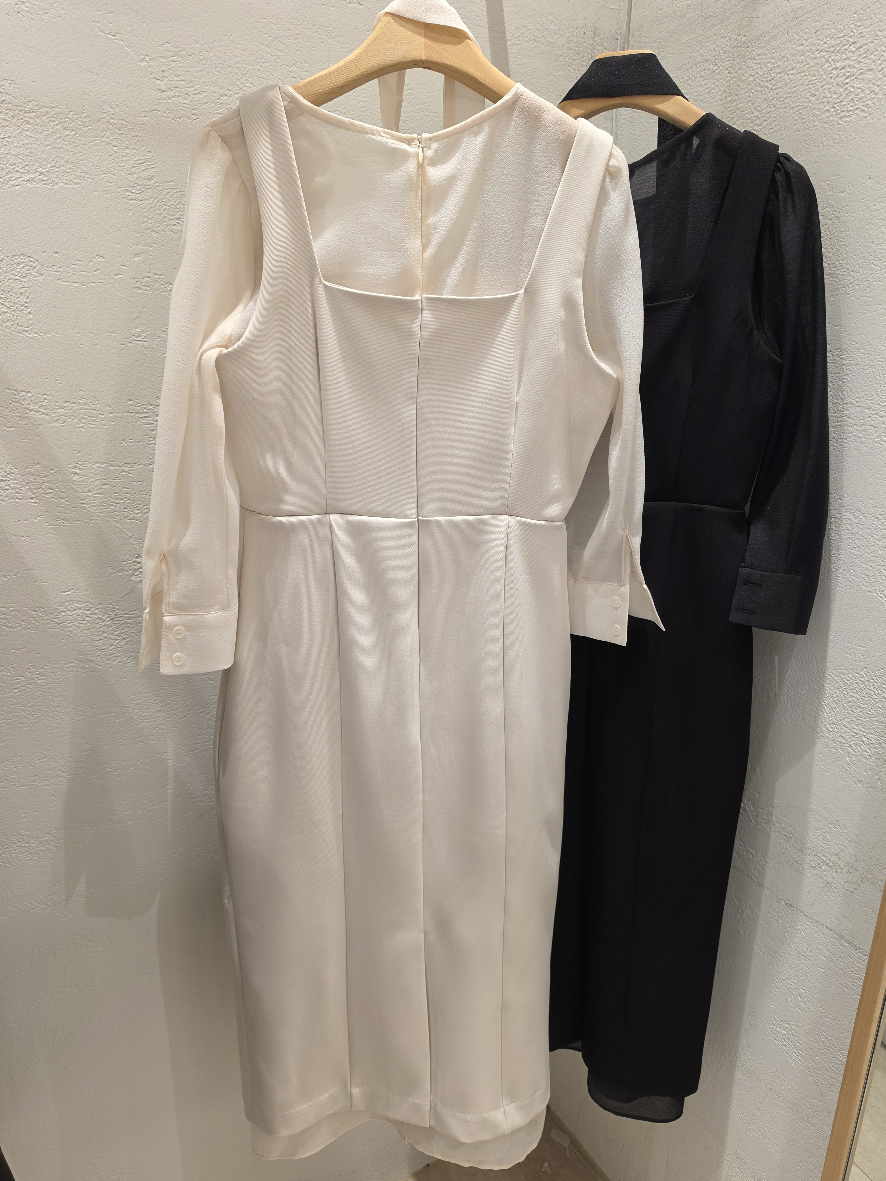 スリットレイヤード風ロング長袖ワンピースストラップ付 | 詳細画像8