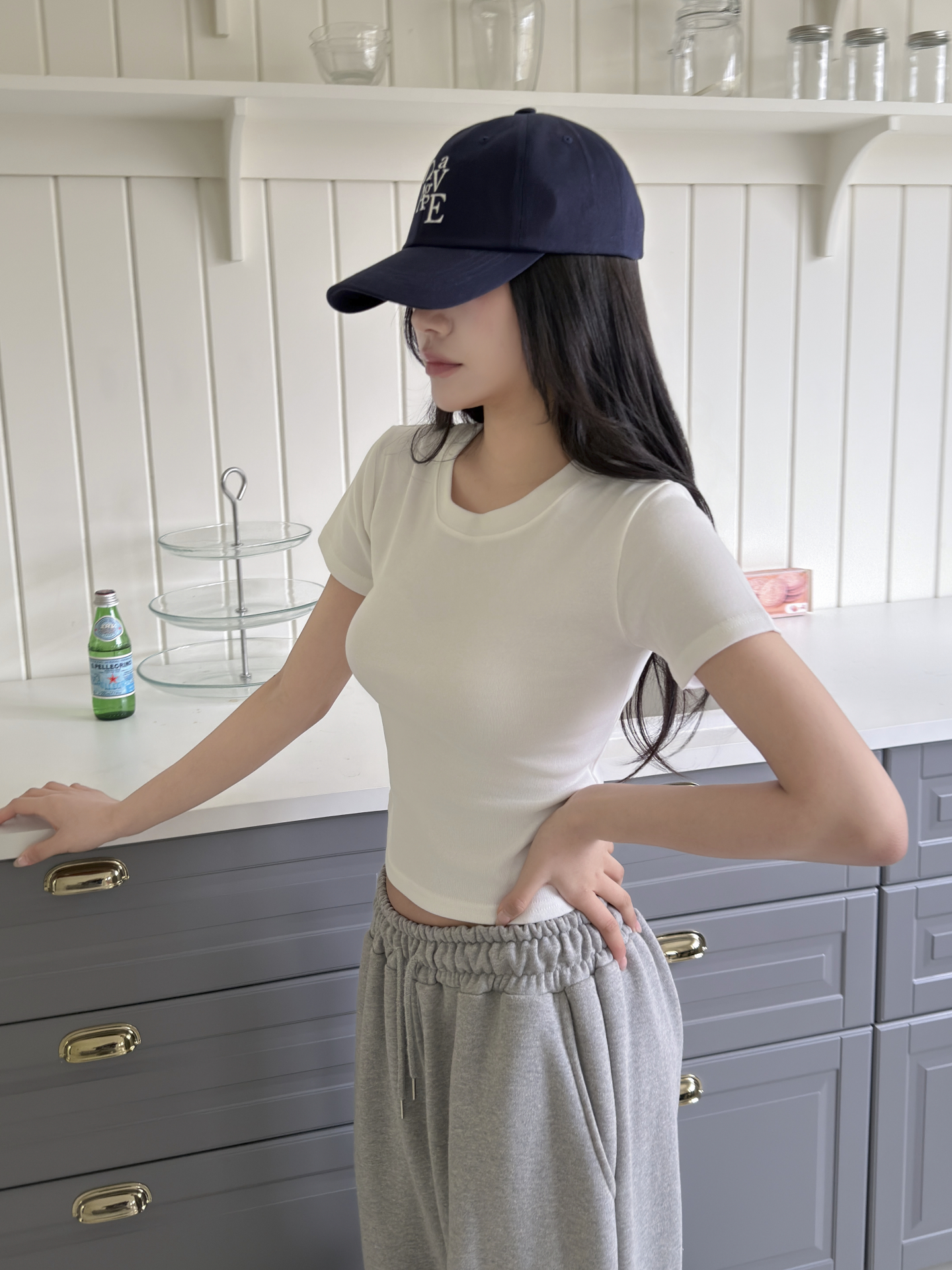 ラウンドネックベーシックスリム半袖無地Tシャツ | 詳細画像10