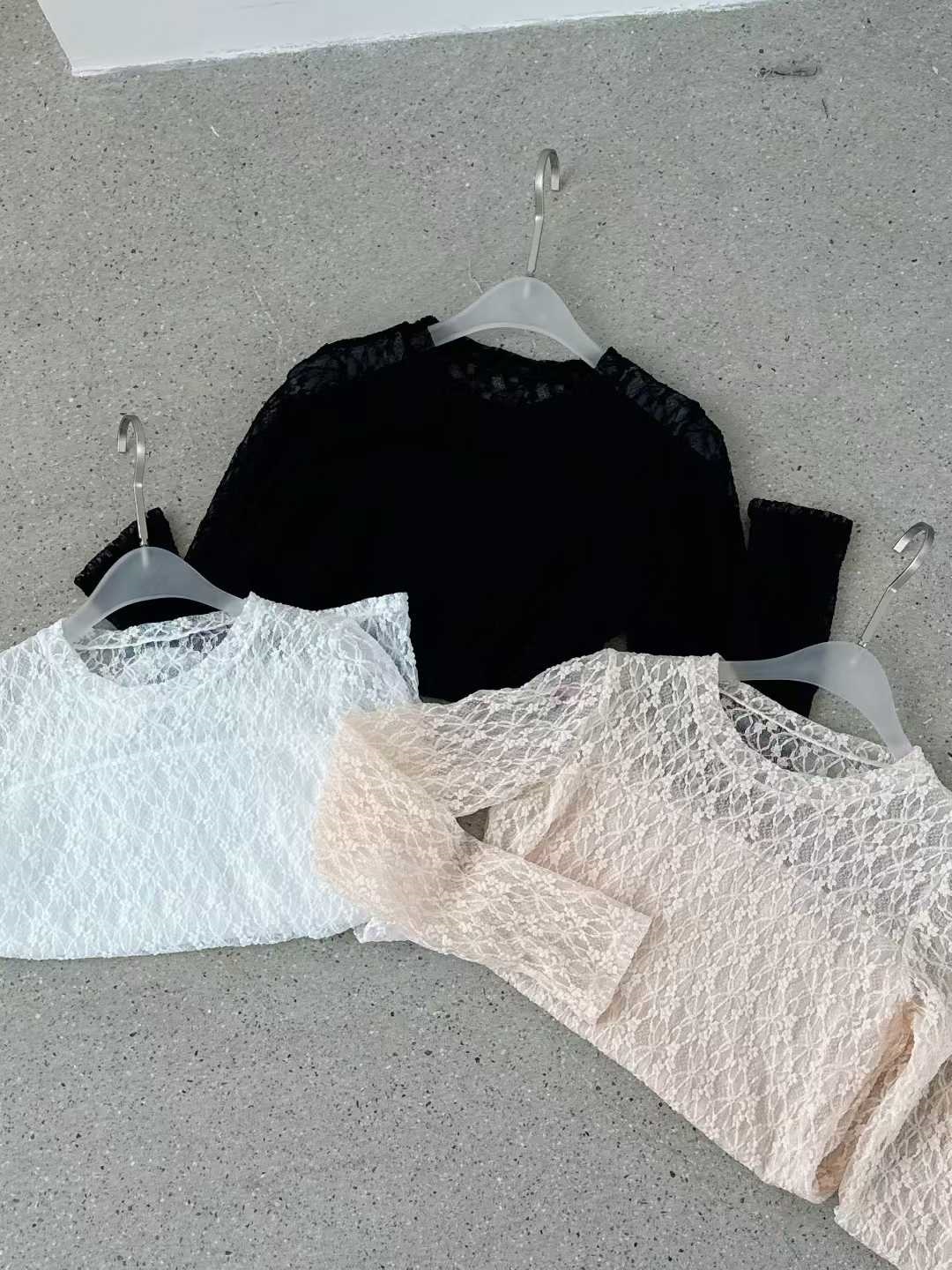 レースラウンドネック長袖Tシャツ | 詳細画像8