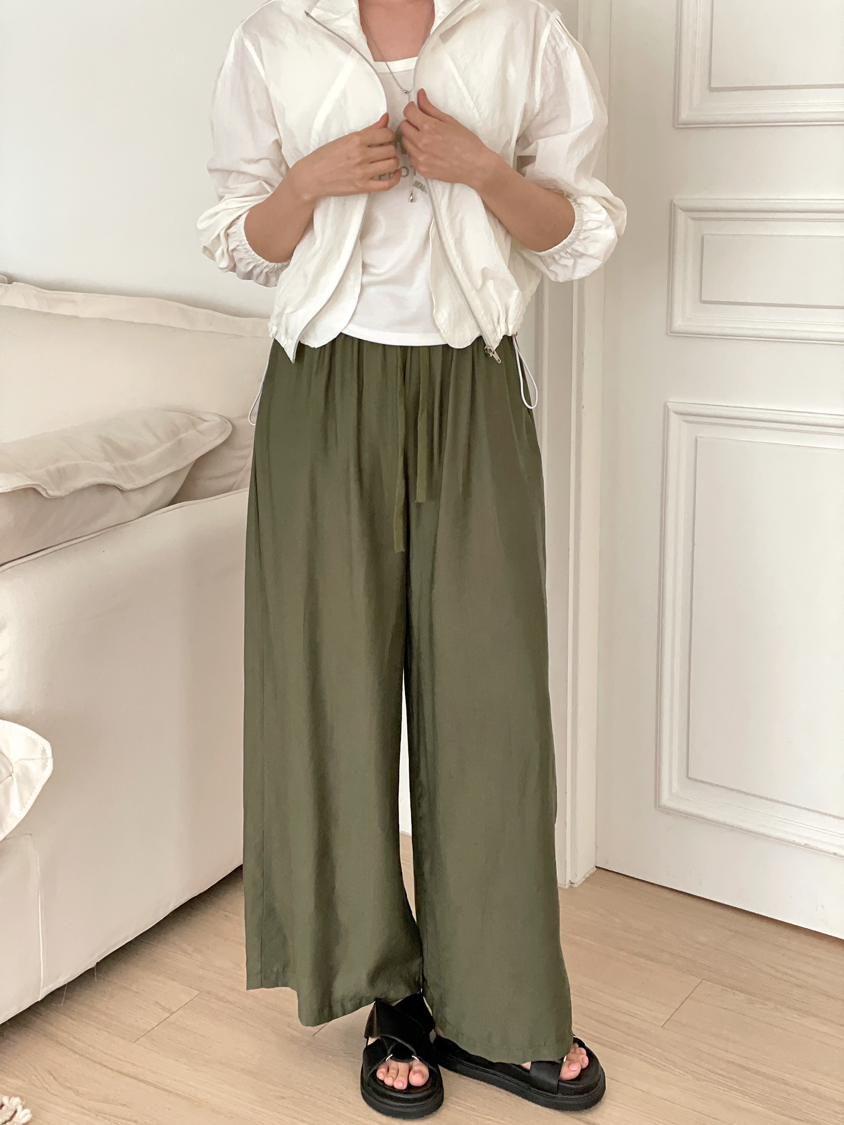 クールドローストリングポケットウエストゴム8分丈パンツ | 詳細画像4