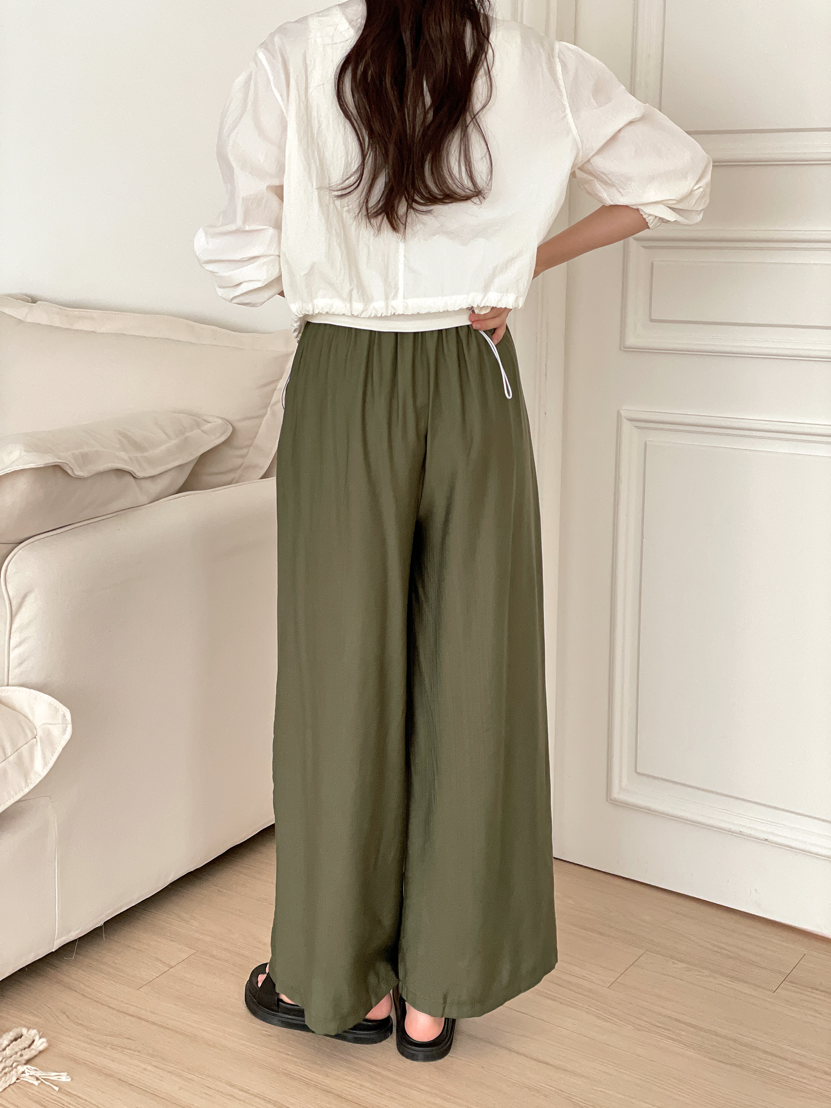 クールドローストリングポケットウエストゴム8分丈パンツ | 詳細画像6