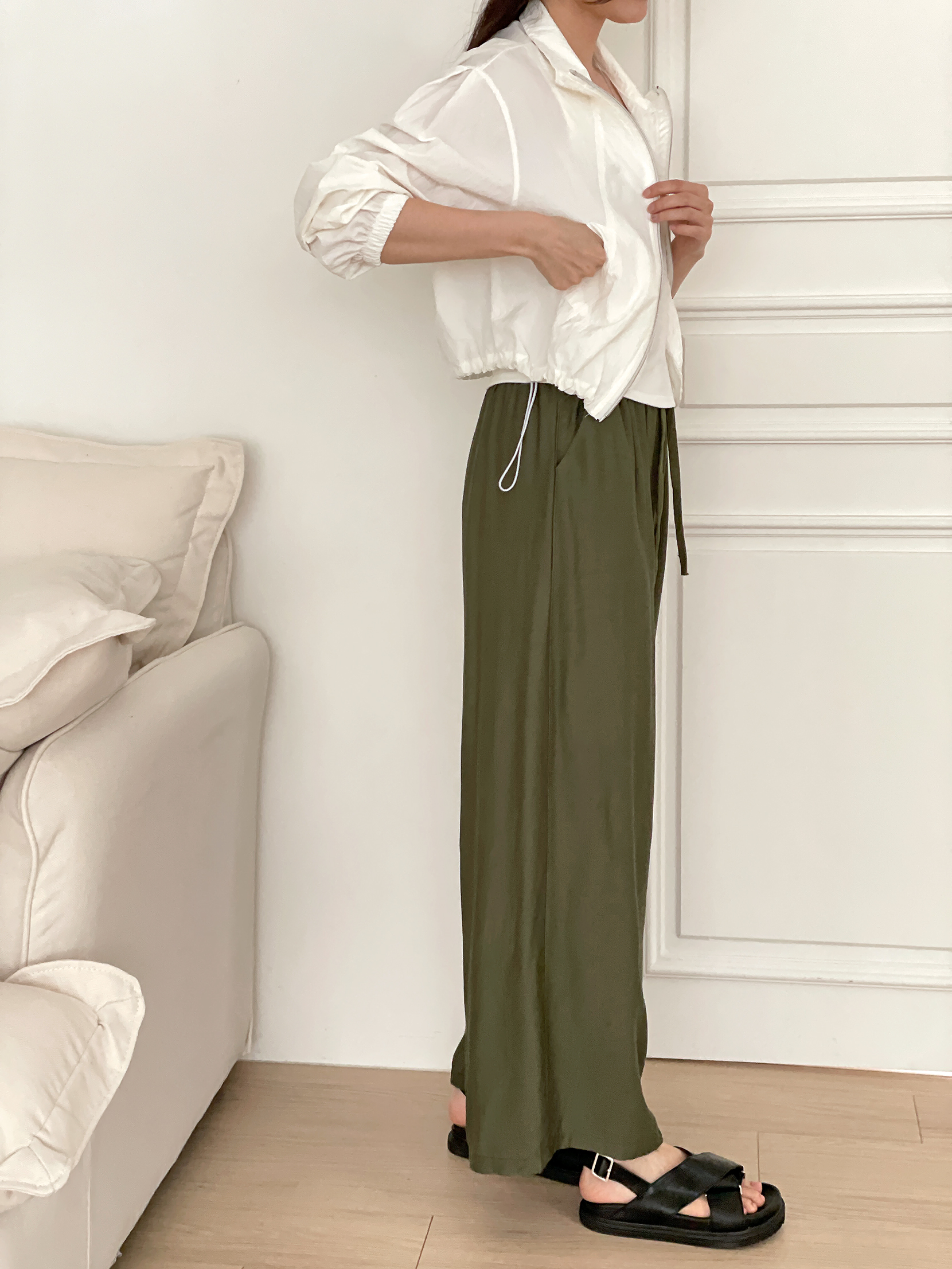 クールドローストリングポケットウエストゴム8分丈パンツ | 詳細画像7