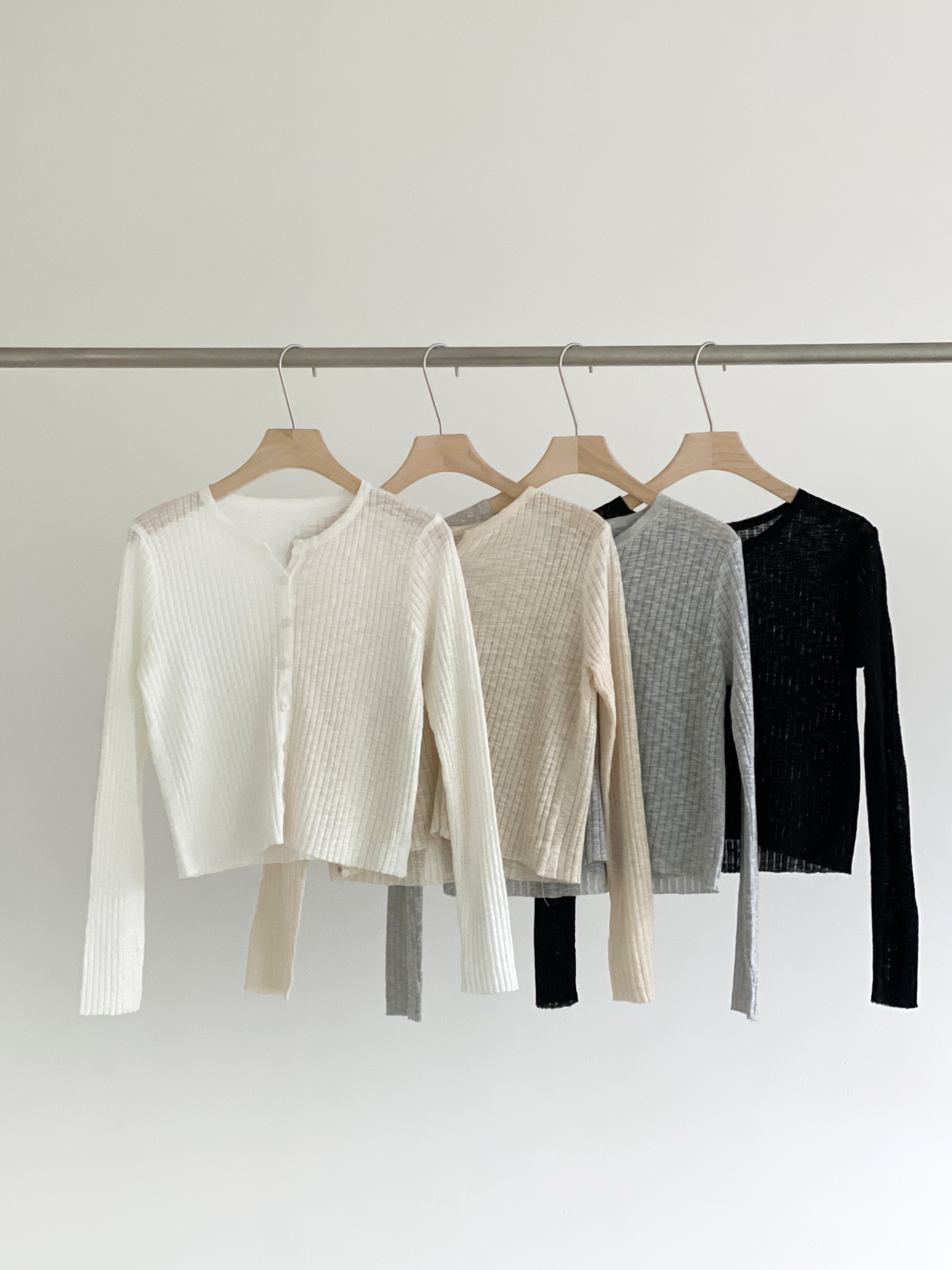 リブラウンドネックベーシックスリム長袖カーディガン | 詳細画像17