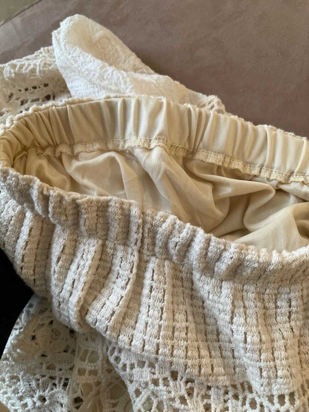 ウエストゴムロングフレアAラインレースクロシェスカート | 詳細画像7