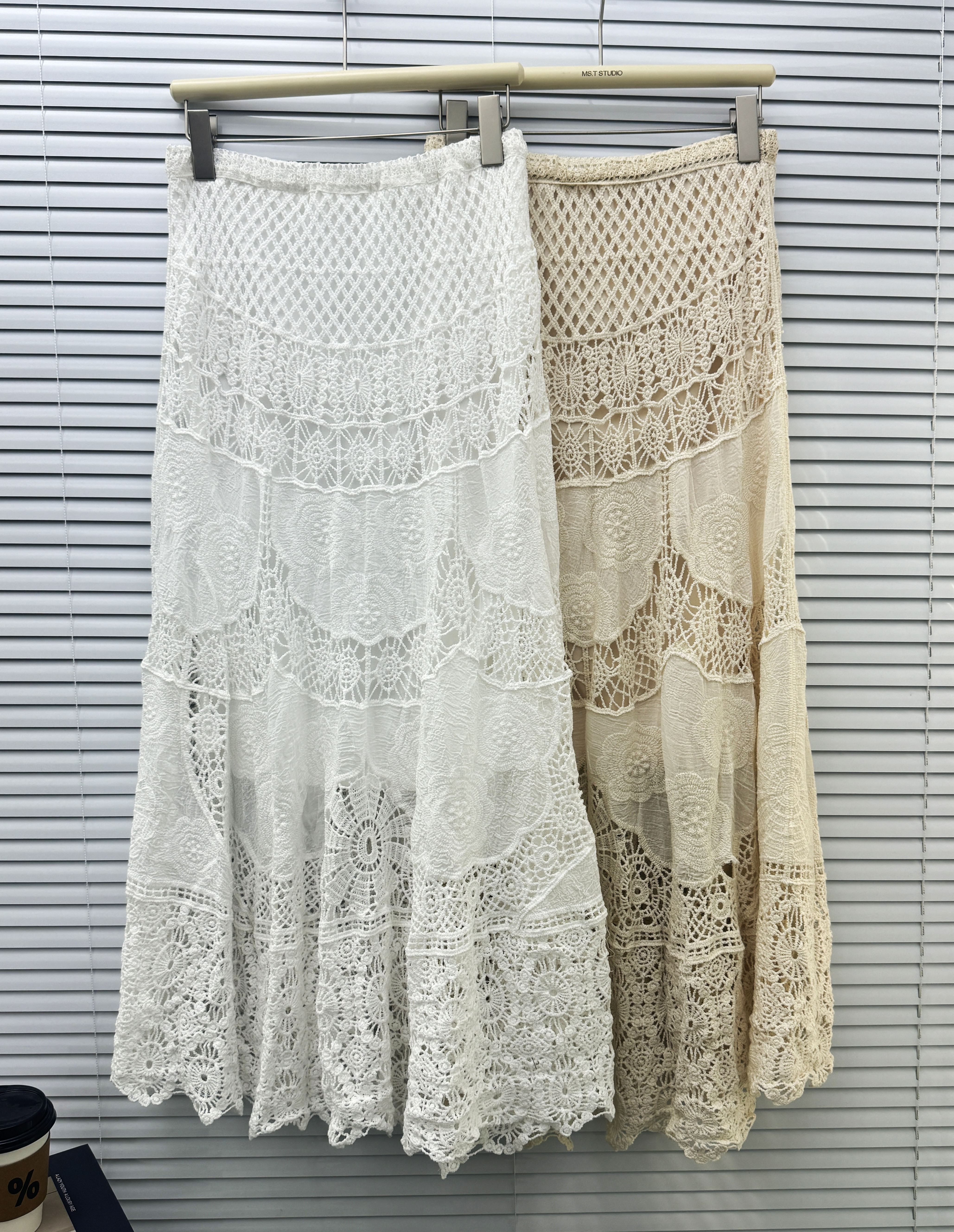 ウエストゴムロングフレアAラインレースクロシェスカート | 詳細画像6