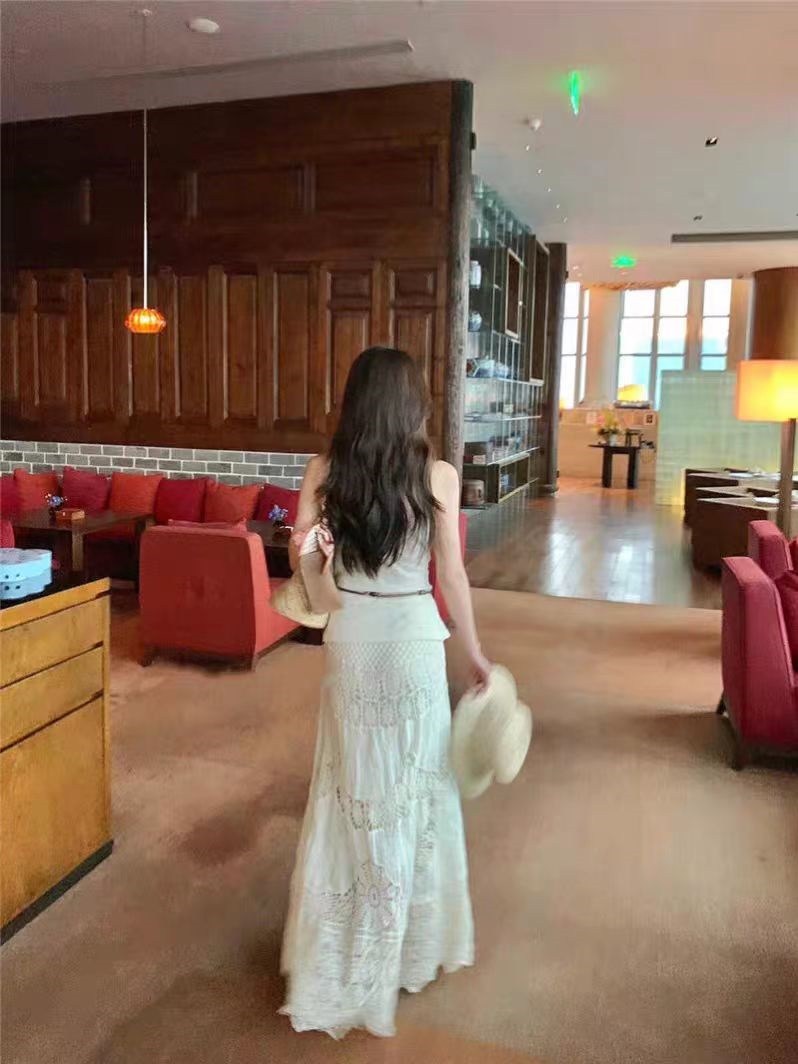 ウエストゴムロングフレアAラインレースクロシェスカート | 詳細画像2