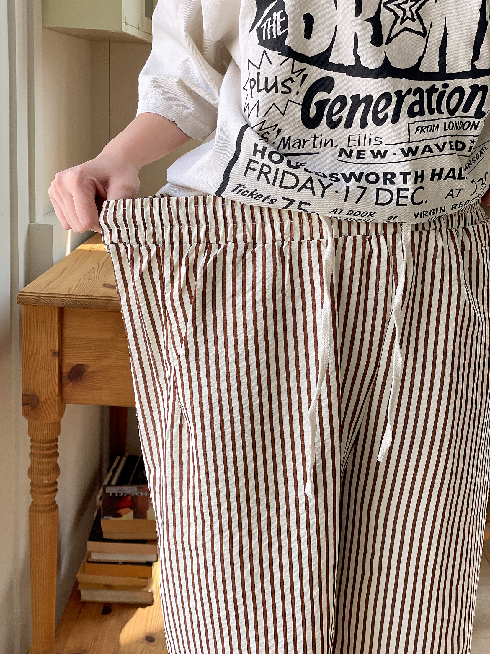 クールドローストリングウエストゴムワイドストライプ配色パンツ | 詳細画像16