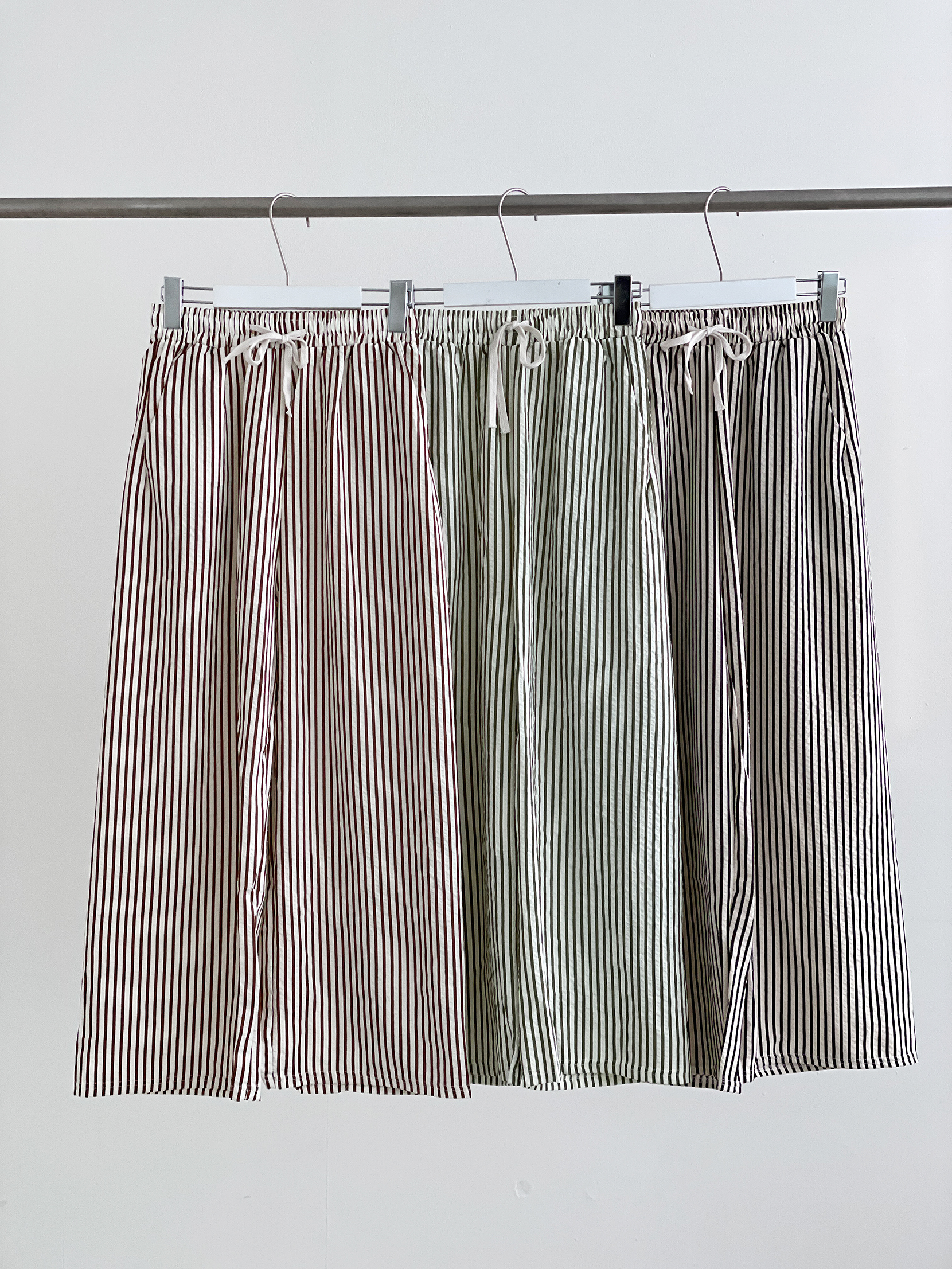 クールドローストリングウエストゴムワイドストライプ配色パンツ | 詳細画像17