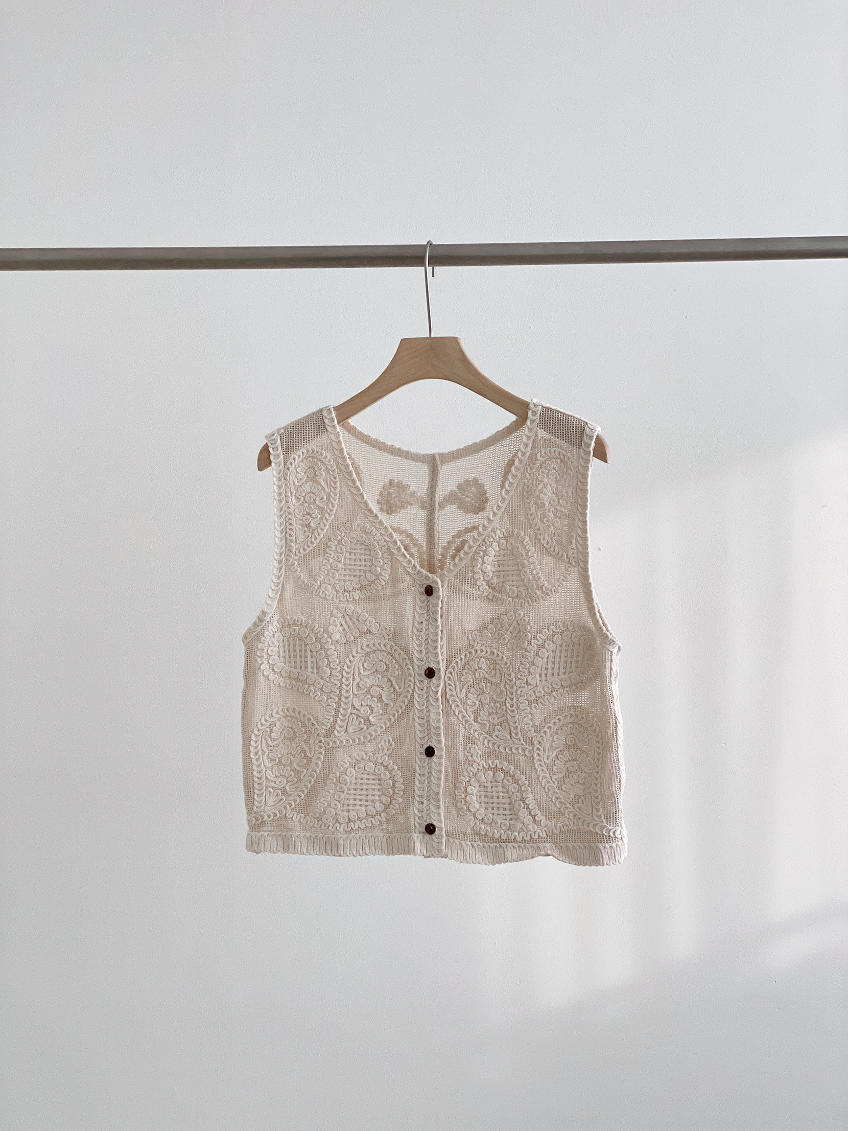 コットンボタンVネッククロシェベスト | 詳細画像17