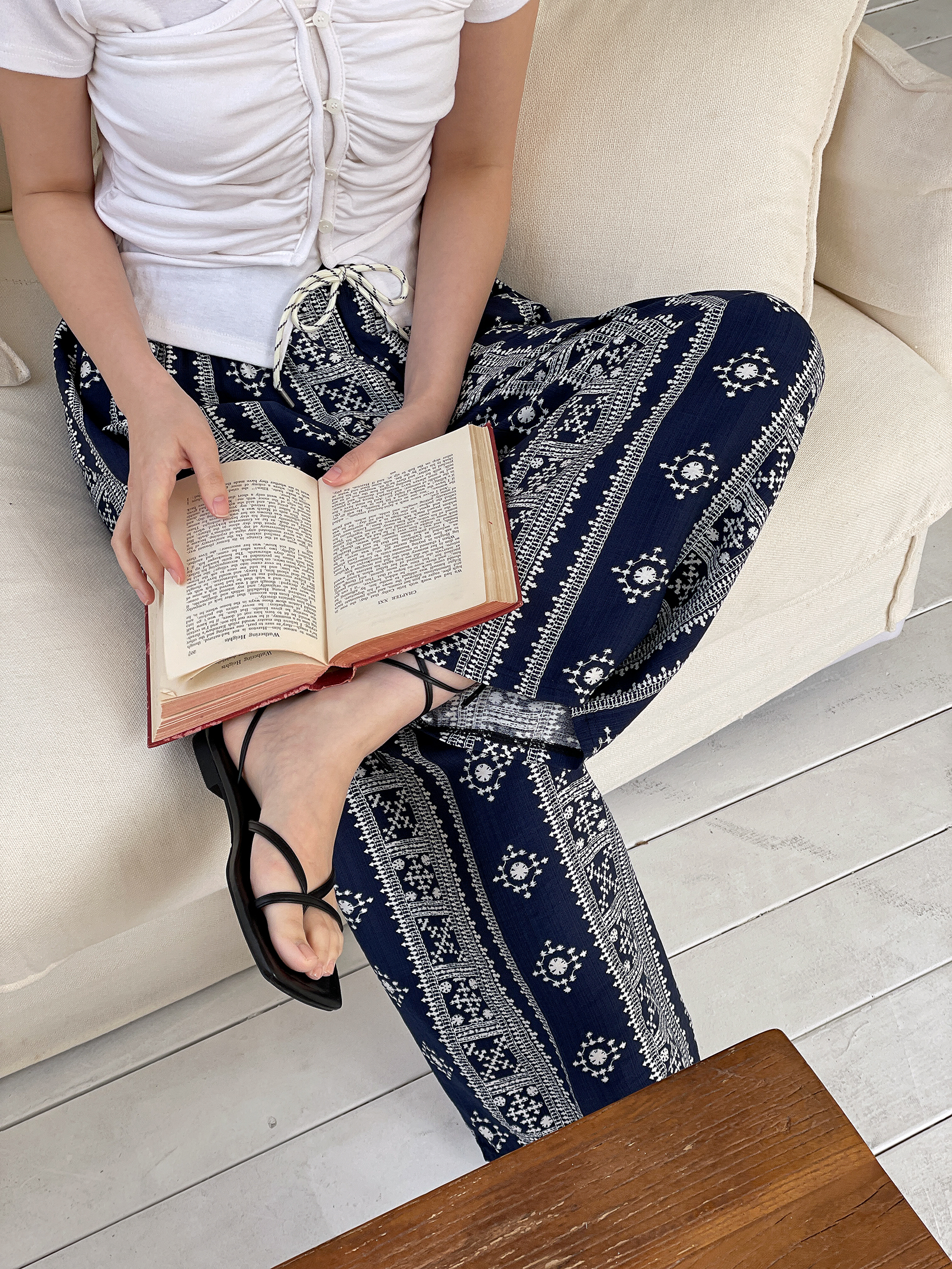 コットンドローストリングウエストゴムワイドエスニックパンツ | 詳細画像16