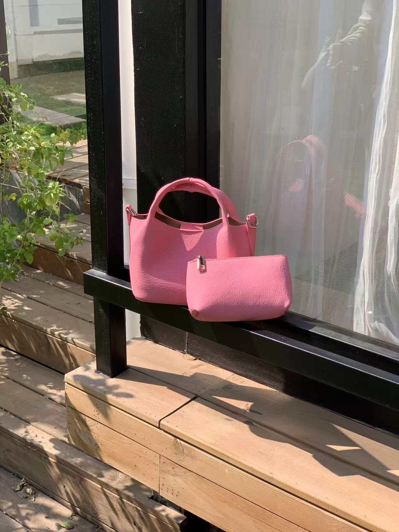 レザー調Dリングマグネットボタン無地ショルダーバッグポーチ付 | 詳細画像20