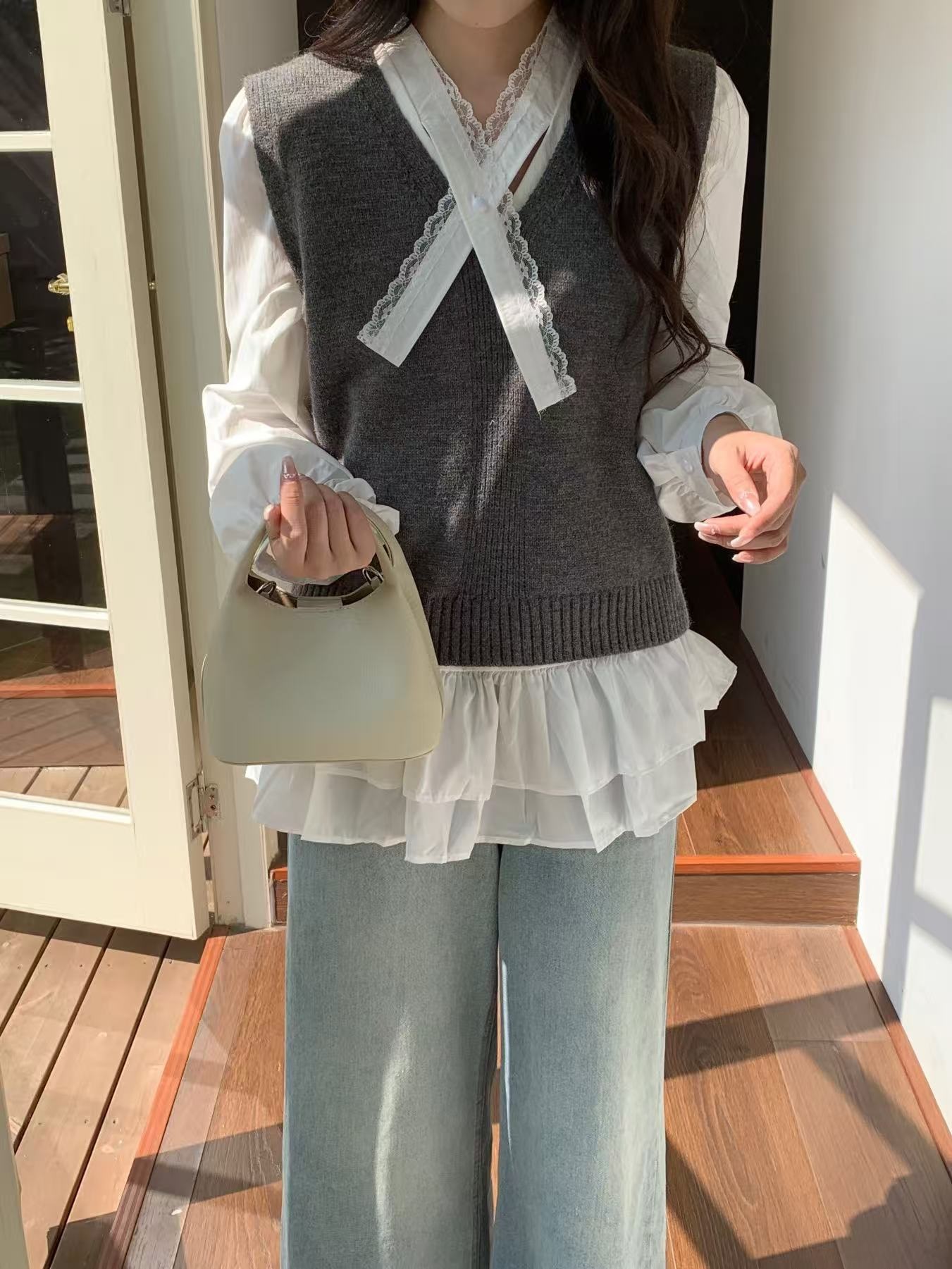 レザー調Dリングマグネットボタン無地ショルダーバッグポーチ付 | 詳細画像2