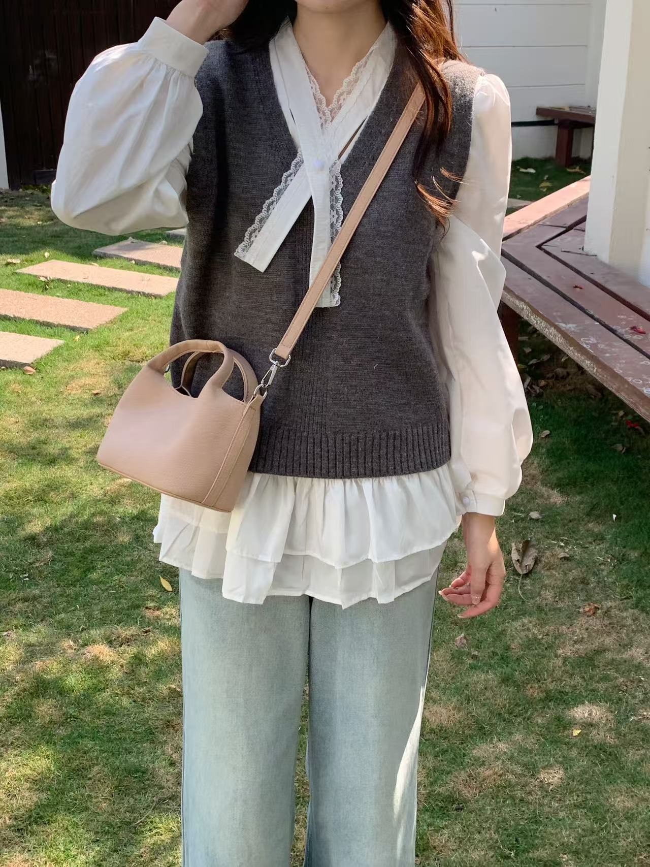 レザー調Dリングマグネットボタン無地ショルダーバッグポーチ付 | 詳細画像5