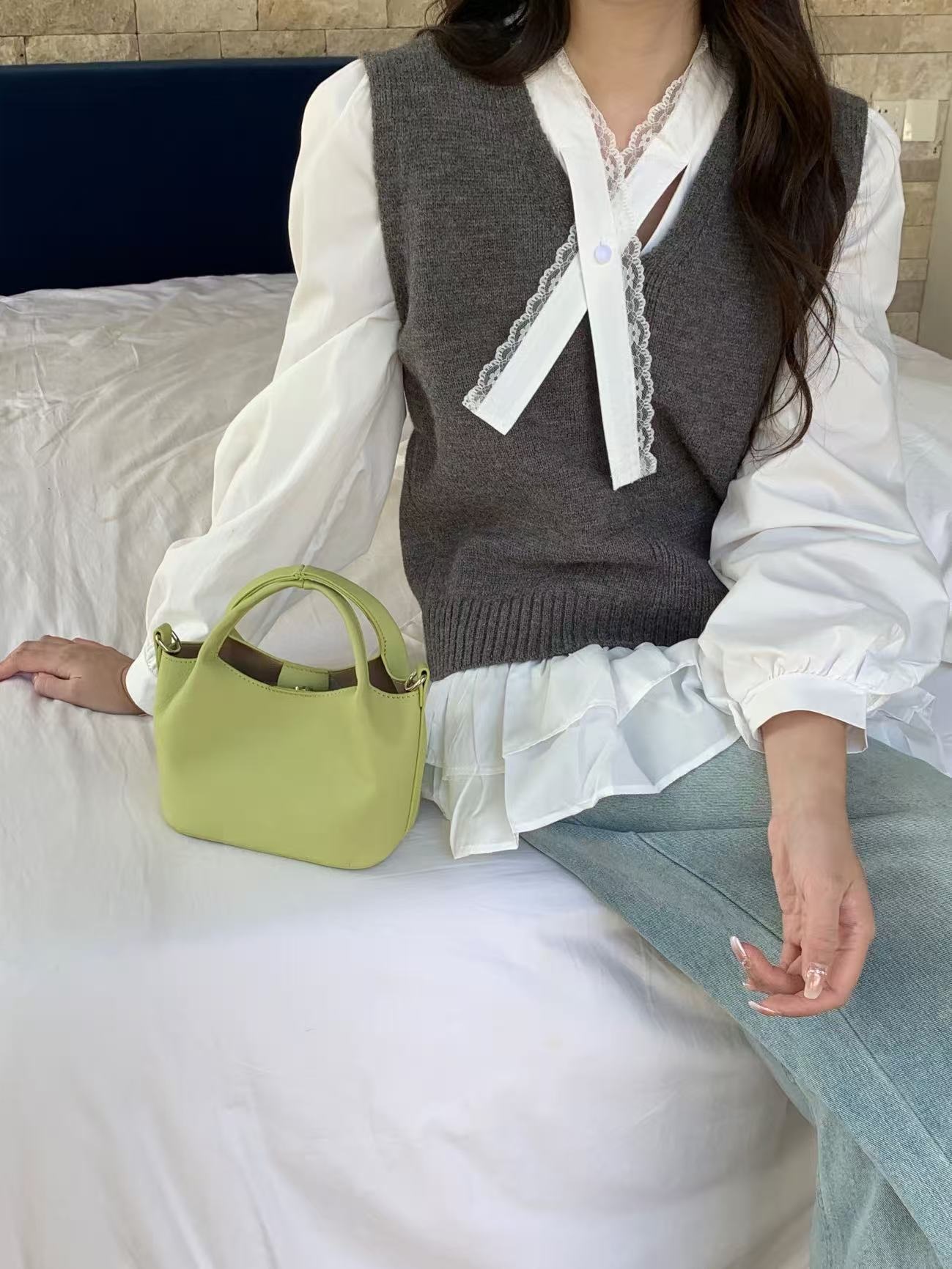 レザー調Dリングマグネットボタン無地ショルダーバッグポーチ付 | 詳細画像9