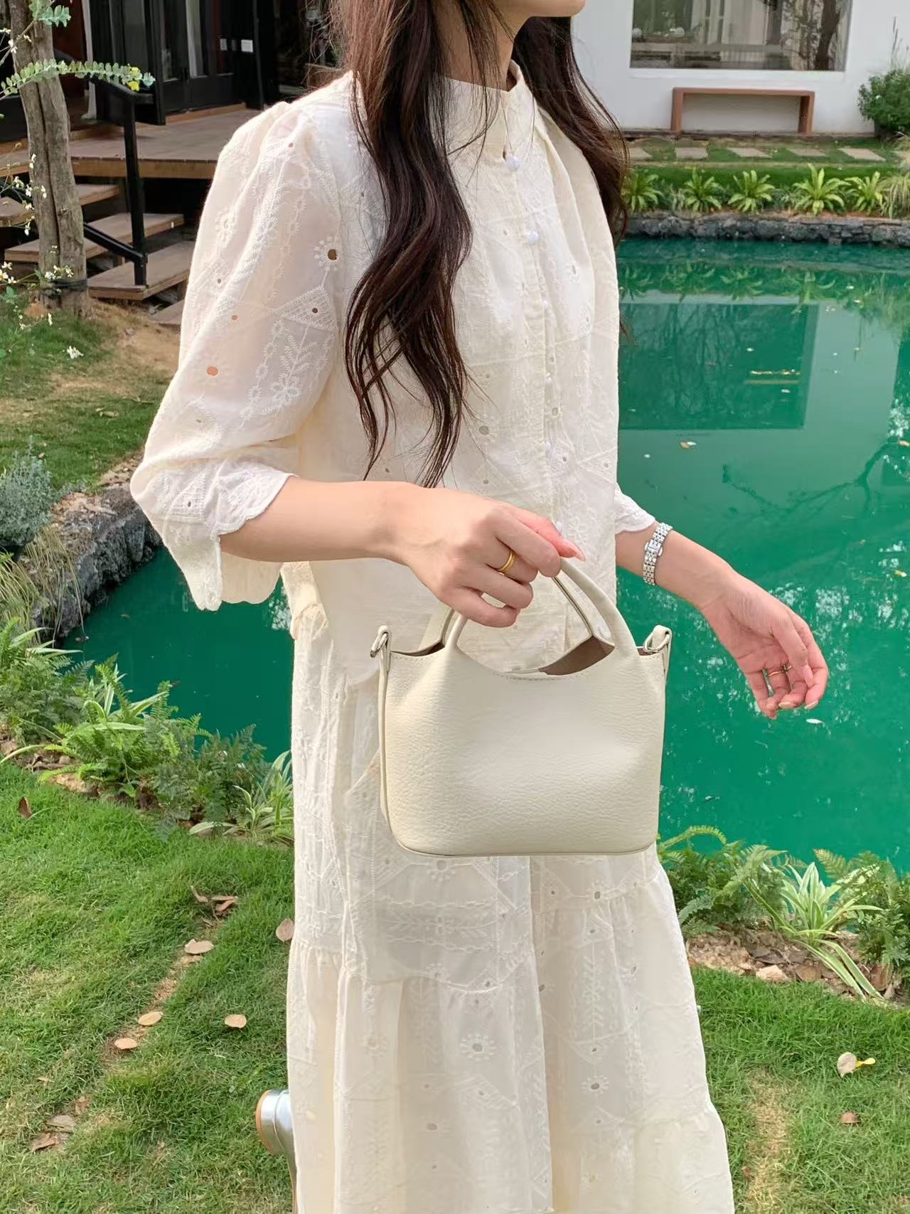 レザー調Dリングマグネットボタン無地ショルダーバッグポーチ付 | 詳細画像3