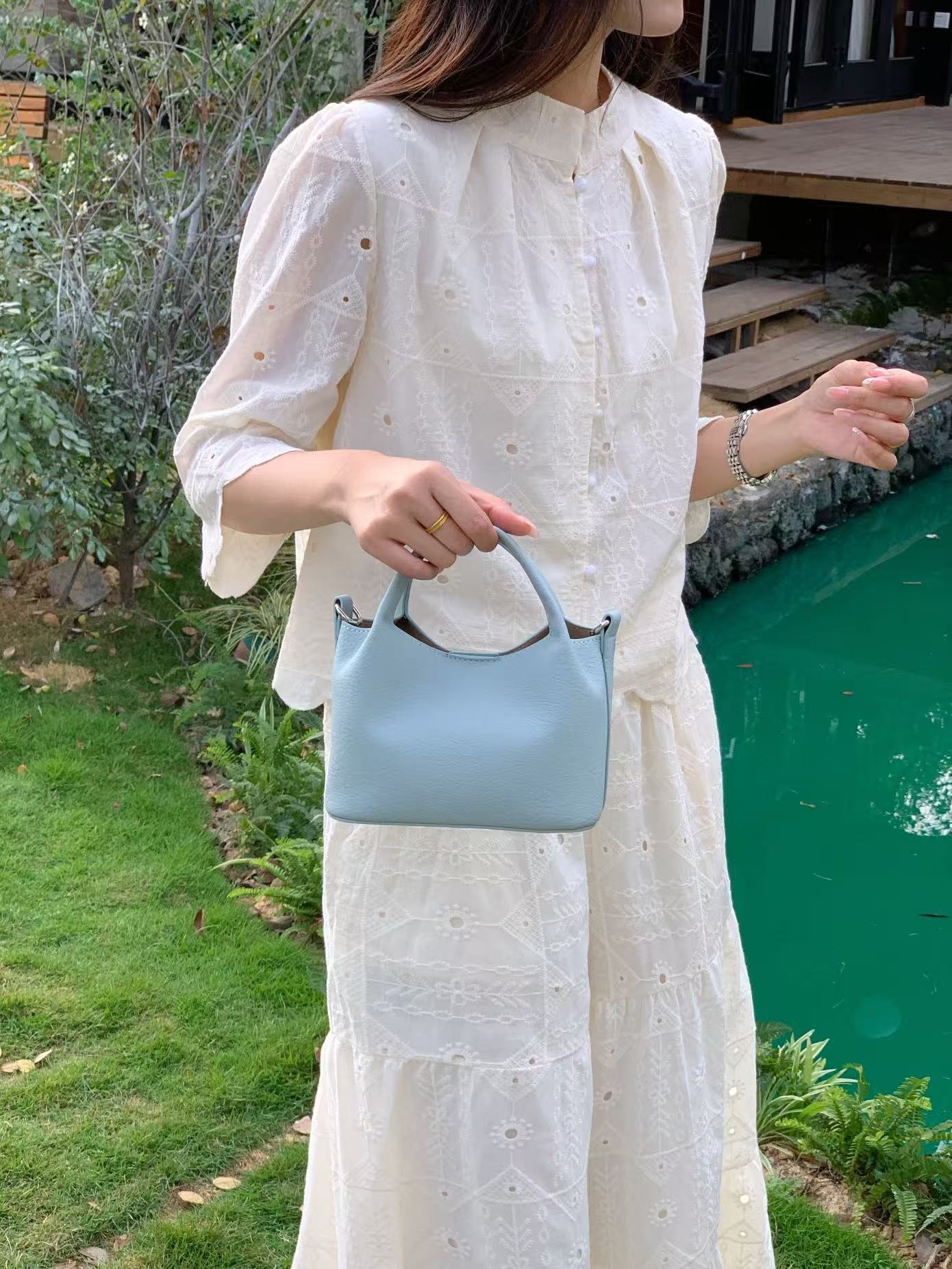 レザー調Dリングマグネットボタン無地ショルダーバッグポーチ付 | 詳細画像13