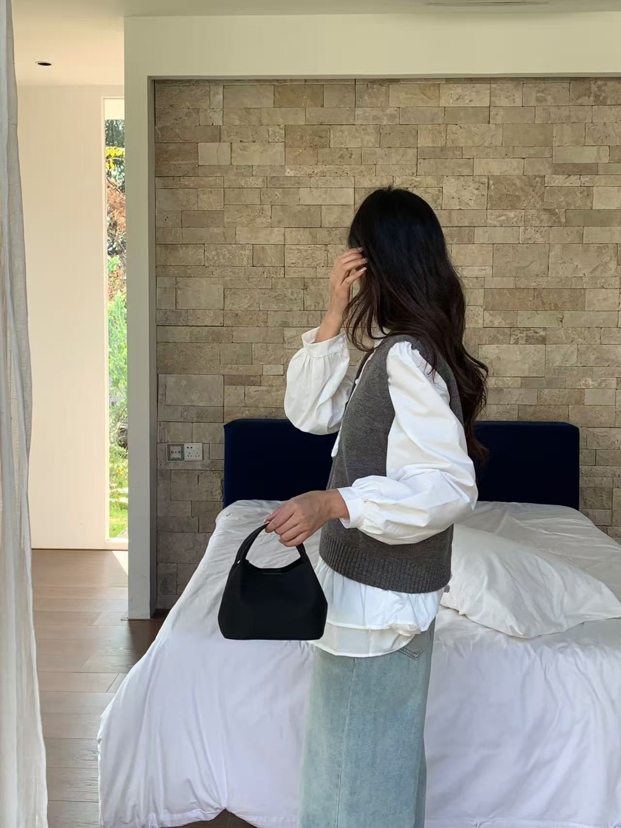 レザー調Dリングマグネットボタン無地ショルダーバッグポーチ付 | 詳細画像15