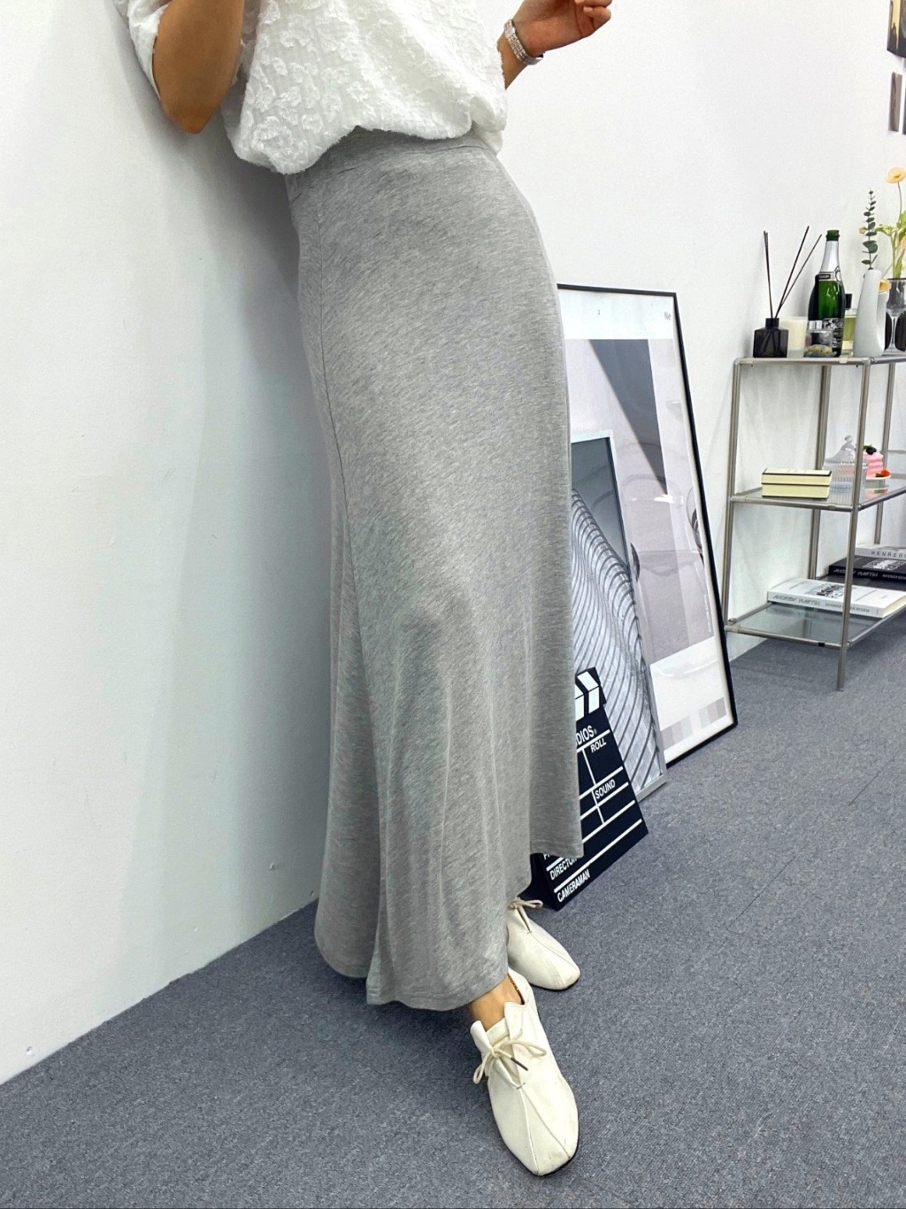 ストレッチスリットフレアAライン無地スカート[選べる丈] | 詳細画像5