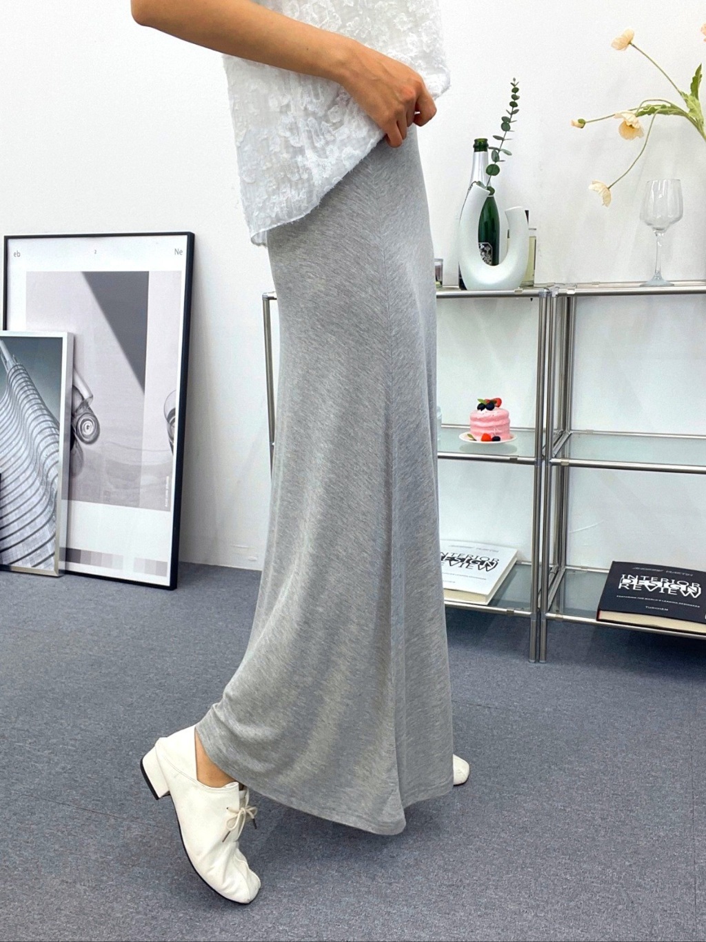 ストレッチスリットフレアAライン無地スカート[選べる丈] | 詳細画像6