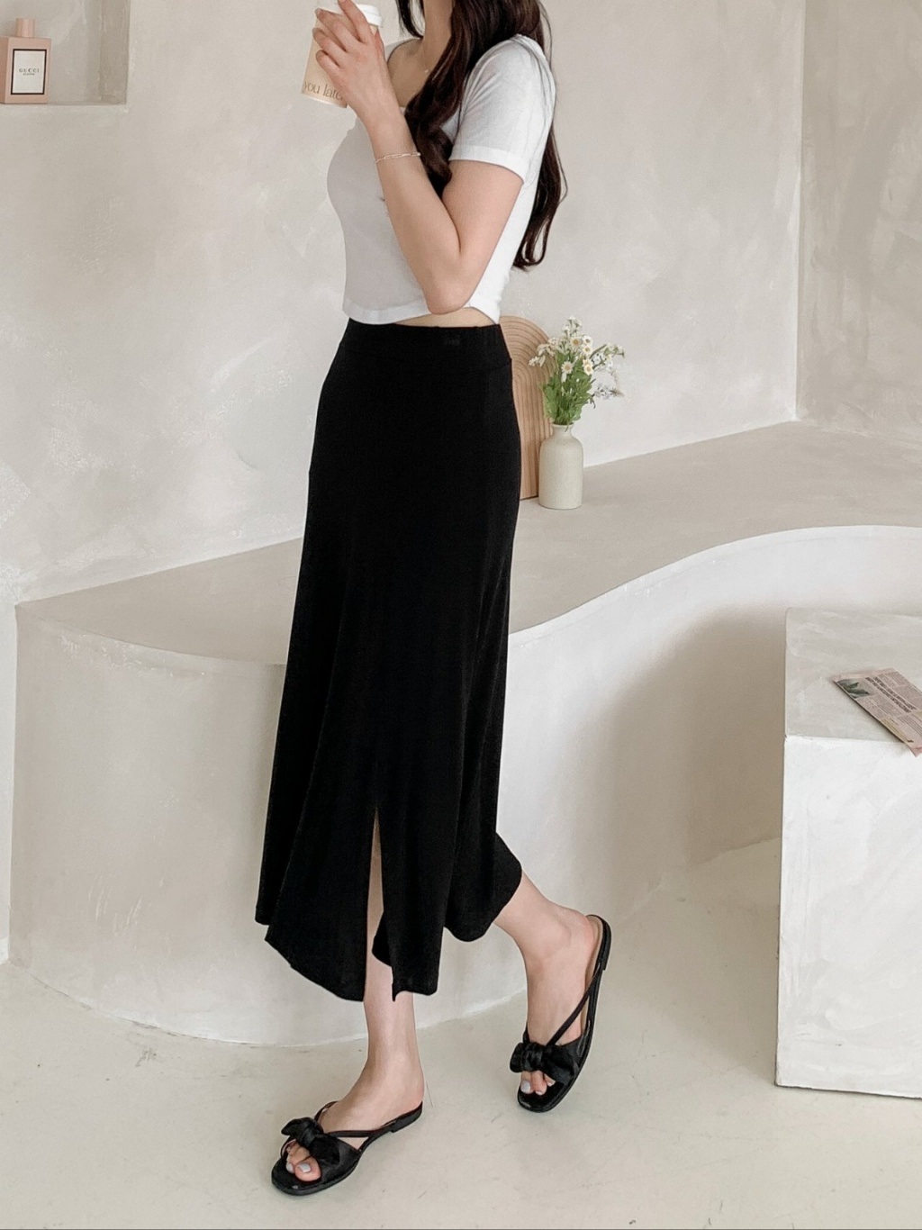 ストレッチスリットフレアAライン無地スカート[選べる丈] | 詳細画像15