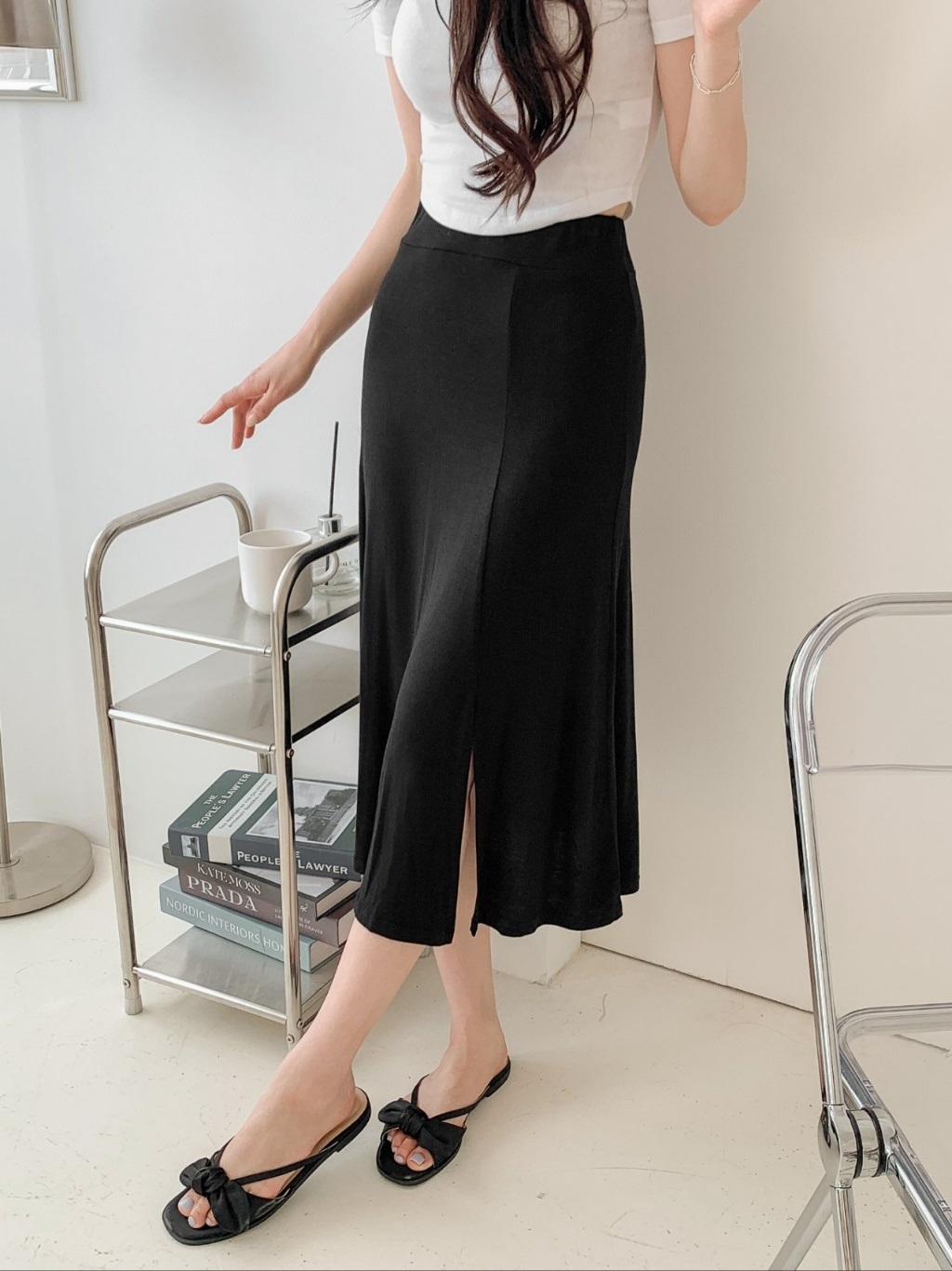 ストレッチスリットフレアAライン無地スカート[選べる丈] | 詳細画像18