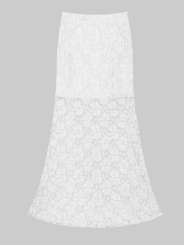 花柄レースウエストゴムロングフレアマーメイドスカート | 詳細画像9