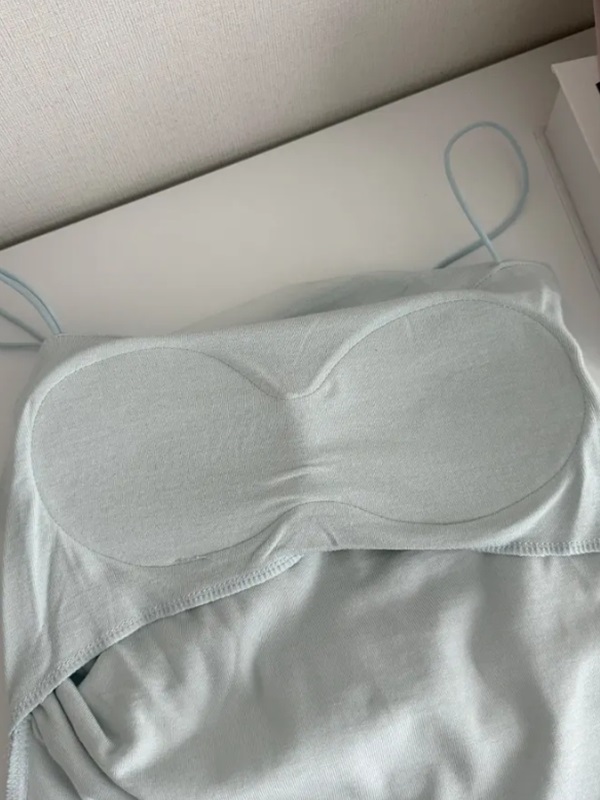 リブシフォンコンビスクエアネックVネックメロウクロップドスリム長袖ギャザー無地カーディガンキャミソールアンサンブル | 詳細画像11