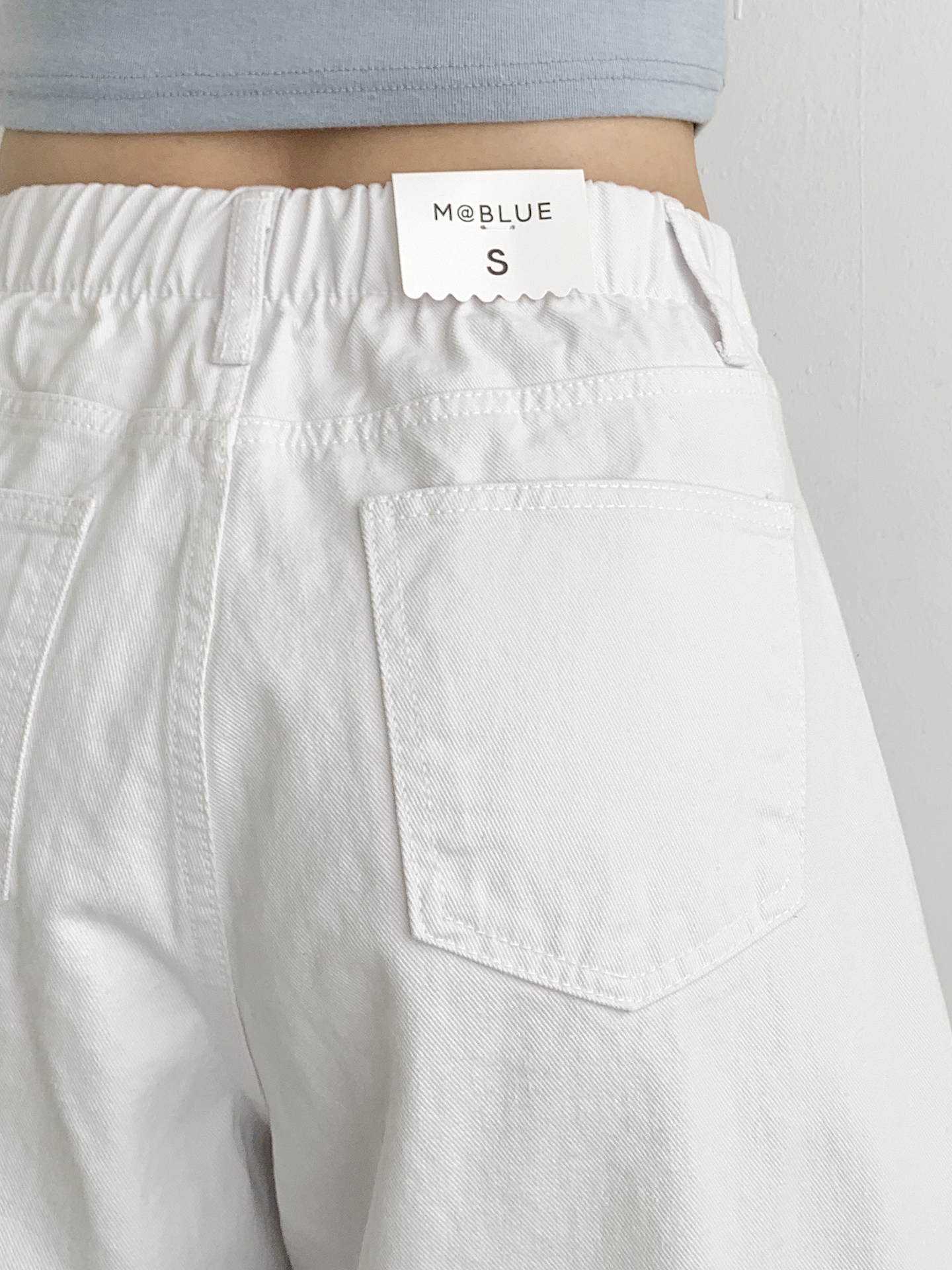 コットンジップアップバックルポケットバックゴムワイドループバックポケット七分丈無地パンツ | 詳細画像4