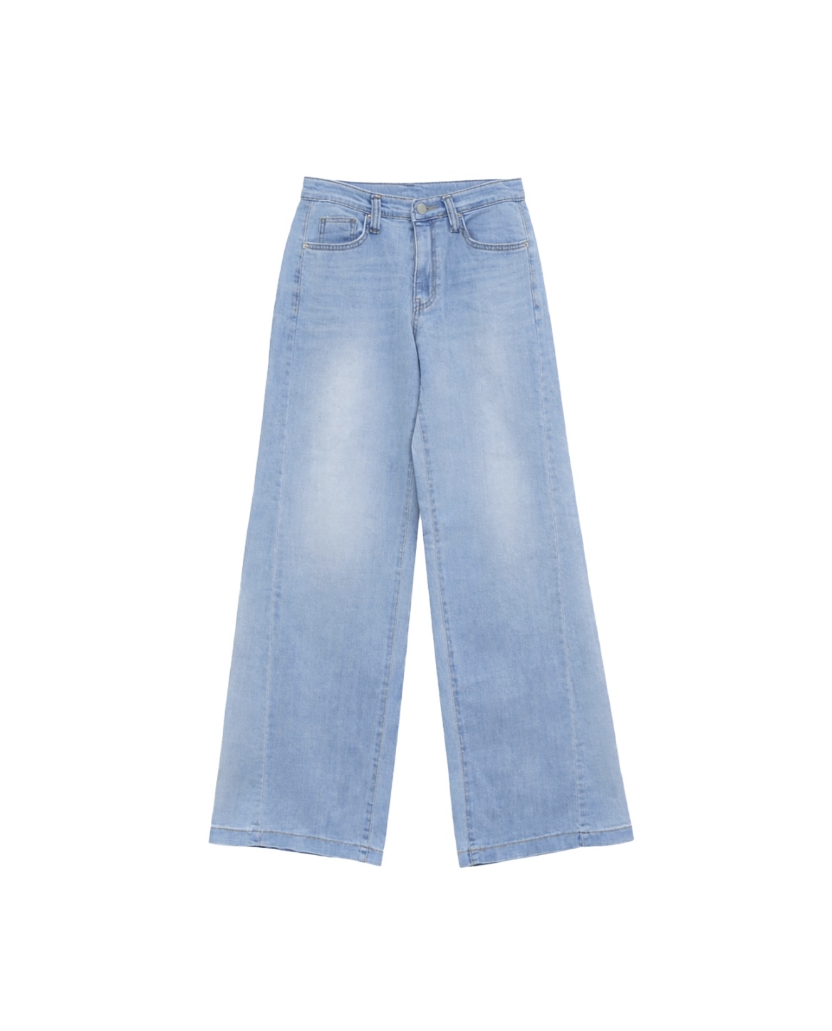 デニムジップアップバックルウォッシングポケットリベットワイドループバックポケットライトブルーディープブルーデニムパンツ | 詳細画像13
