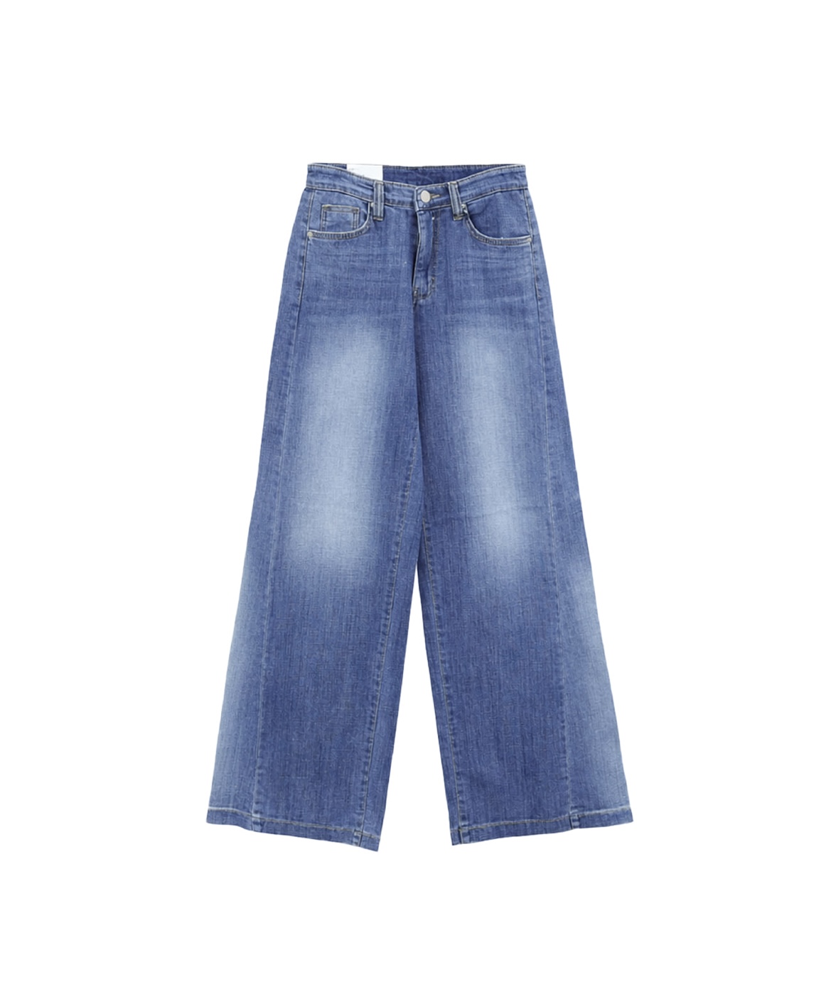 デニムジップアップバックルウォッシングポケットリベットワイドループバックポケットライトブルーディープブルーデニムパンツ | 詳細画像14