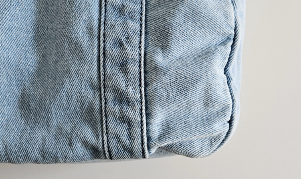 デニムジップアップポケットライトブルーディープブルートートバッグポーチ付 | 詳細画像26