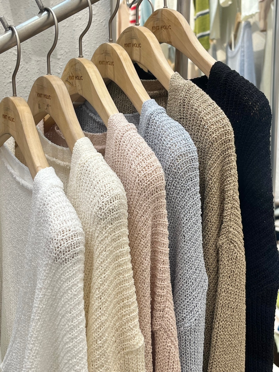 リブアクリルボタンVネックルーズ長袖ドロップショルダー無地カーディガン | 詳細画像17