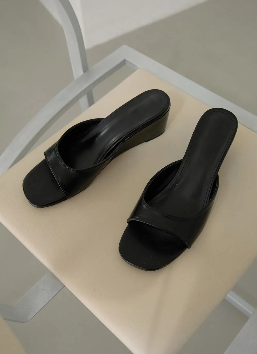 レザー調ベーシック無地ヒールサンダルSS | 詳細画像1