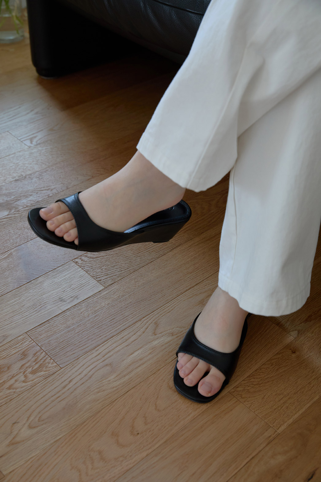 レザー調ベーシック無地ヒールサンダルSS | 詳細画像3