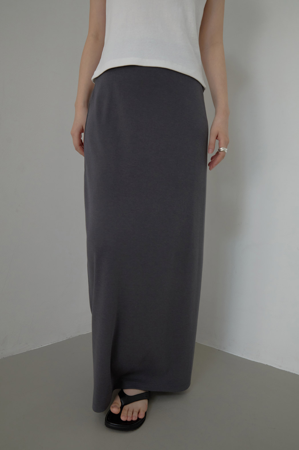 ストレッチコットンゴムHライン(ロング丈)無地スカートSS | 詳細画像5