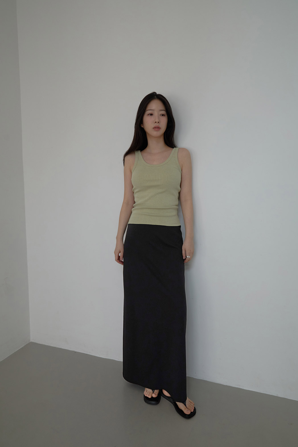 ストレッチコットンゴムHライン(ロング丈)無地スカートSS | 詳細画像11