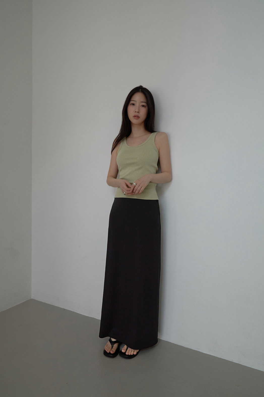ストレッチコットンゴムHライン(ロング丈)無地スカートSS | 詳細画像12