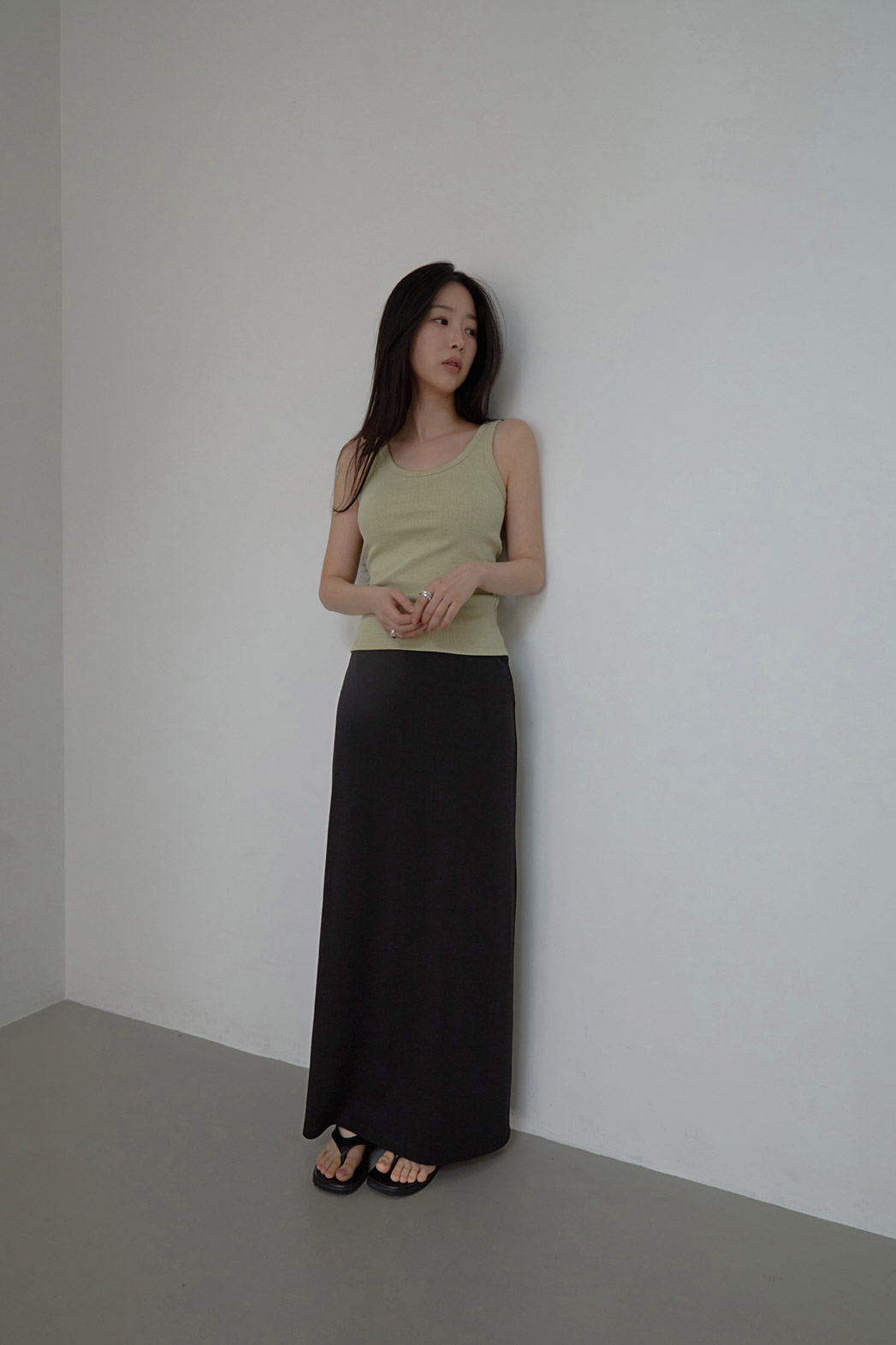 ストレッチコットンゴムHライン(ロング丈)無地スカートSS | 詳細画像13
