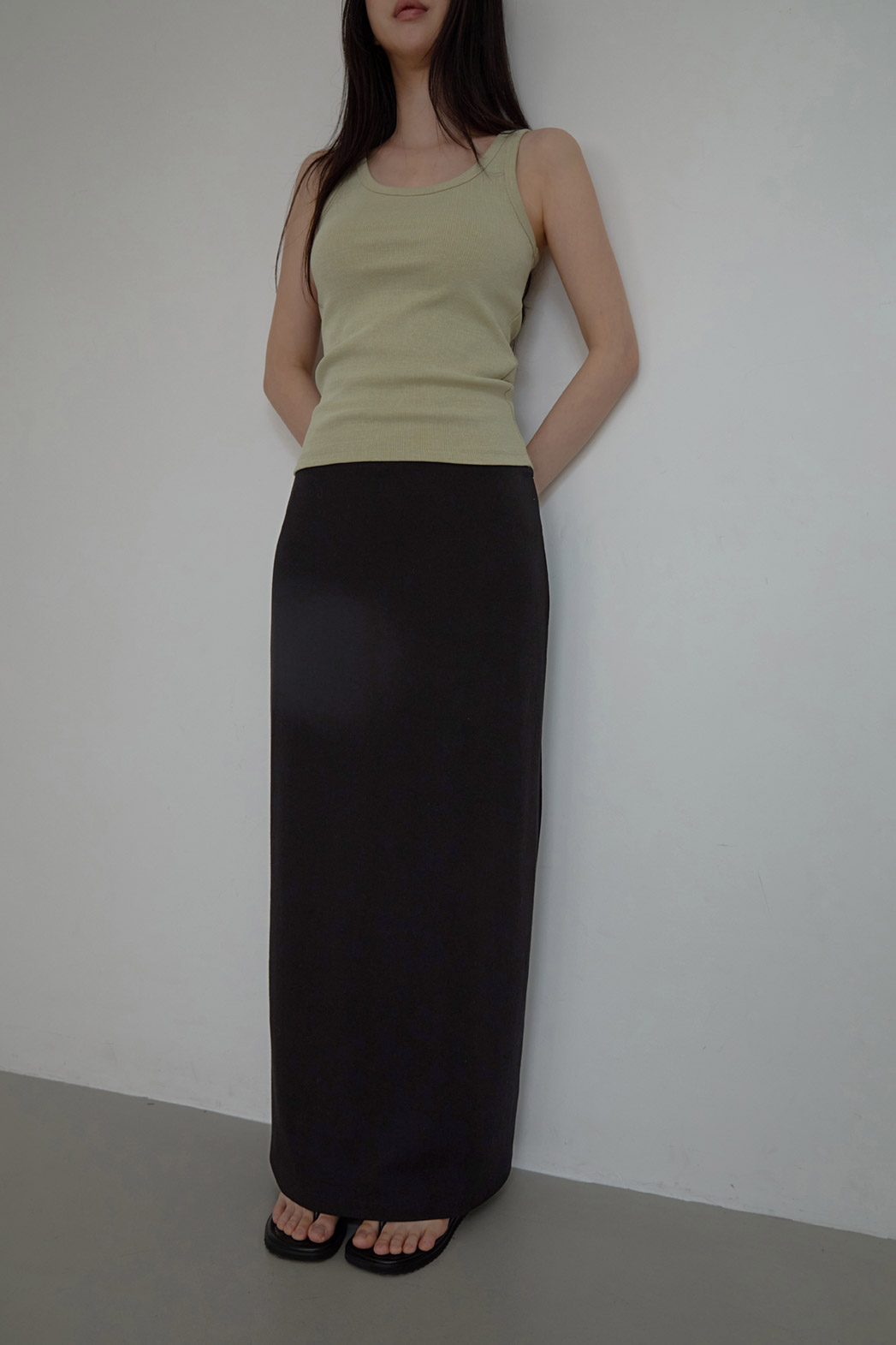 ストレッチコットンゴムHライン(ロング丈)無地スカートSS | 詳細画像14