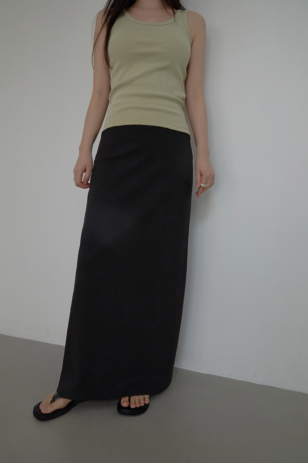 ストレッチコットンゴムHライン(ロング丈)無地スカートSS | 詳細画像15