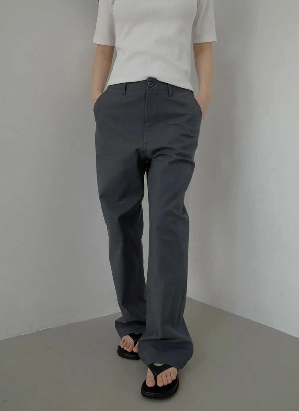 ストレッチコットンアジャストワイド無地パンツオールシーズン | 詳細画像1