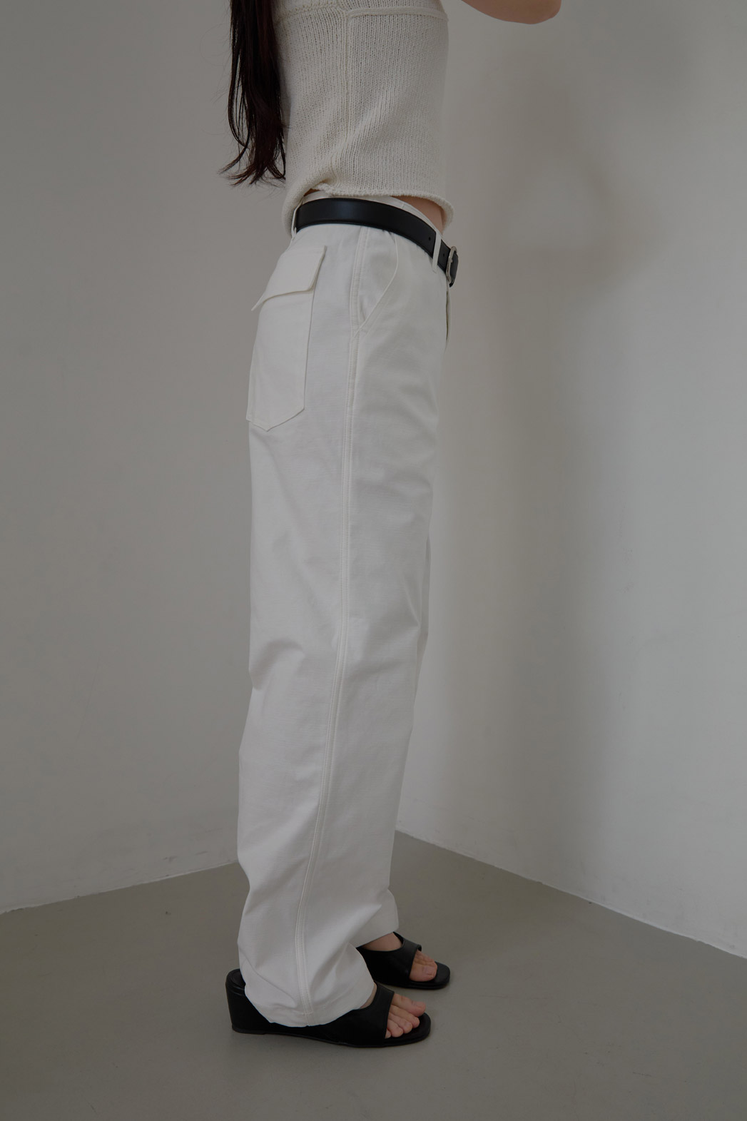 ストレッチコットンアジャストワイド無地パンツオールシーズン | 詳細画像4
