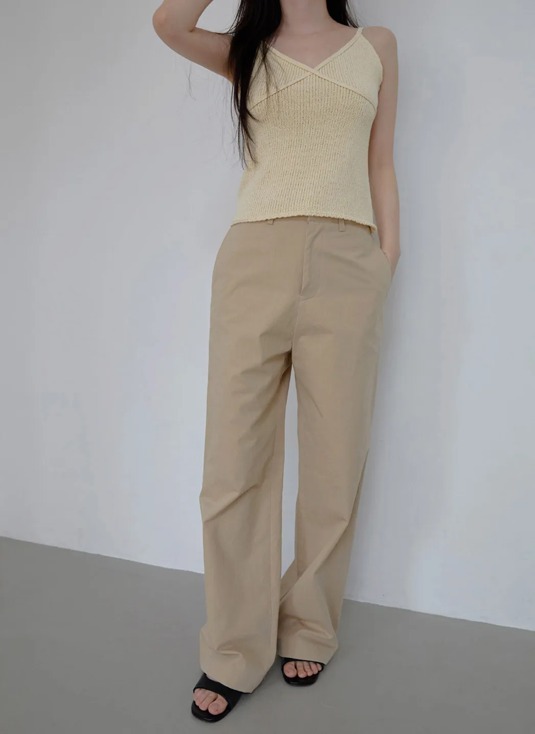 コットンベーシックワイド無地パンツオールシーズン | 詳細画像1