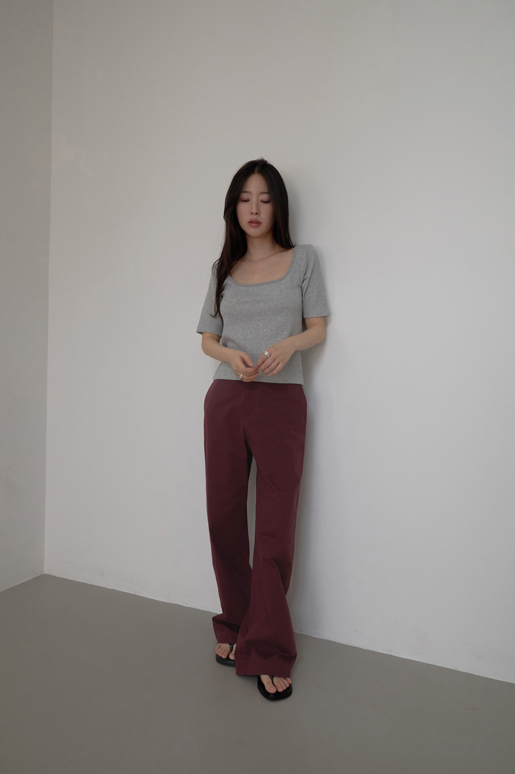 コットンベーシックワイド無地パンツオールシーズン | 詳細画像20