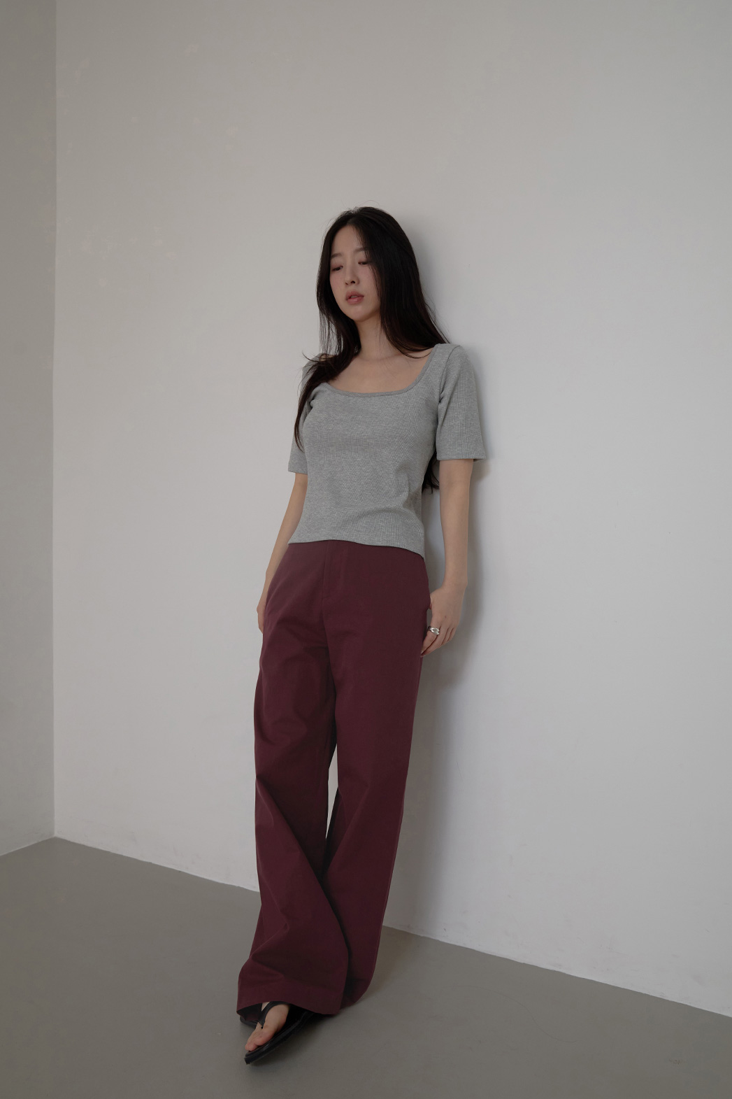 コットンベーシックワイド無地パンツオールシーズン | 詳細画像21